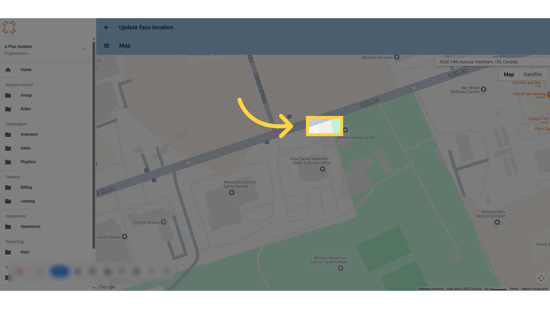 Click the desired location