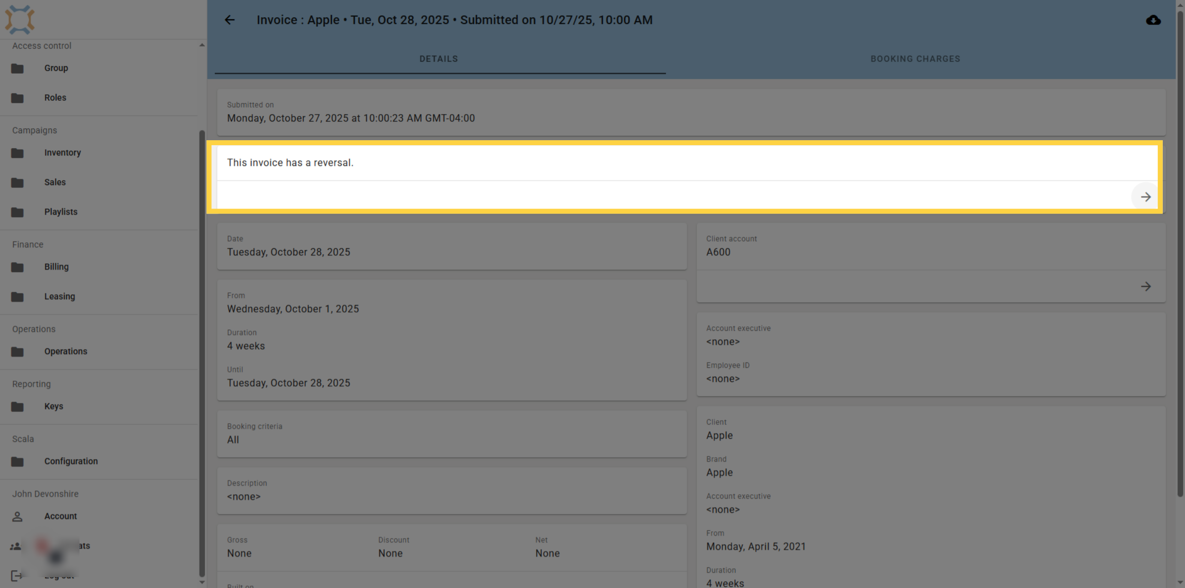 View orginating invoice