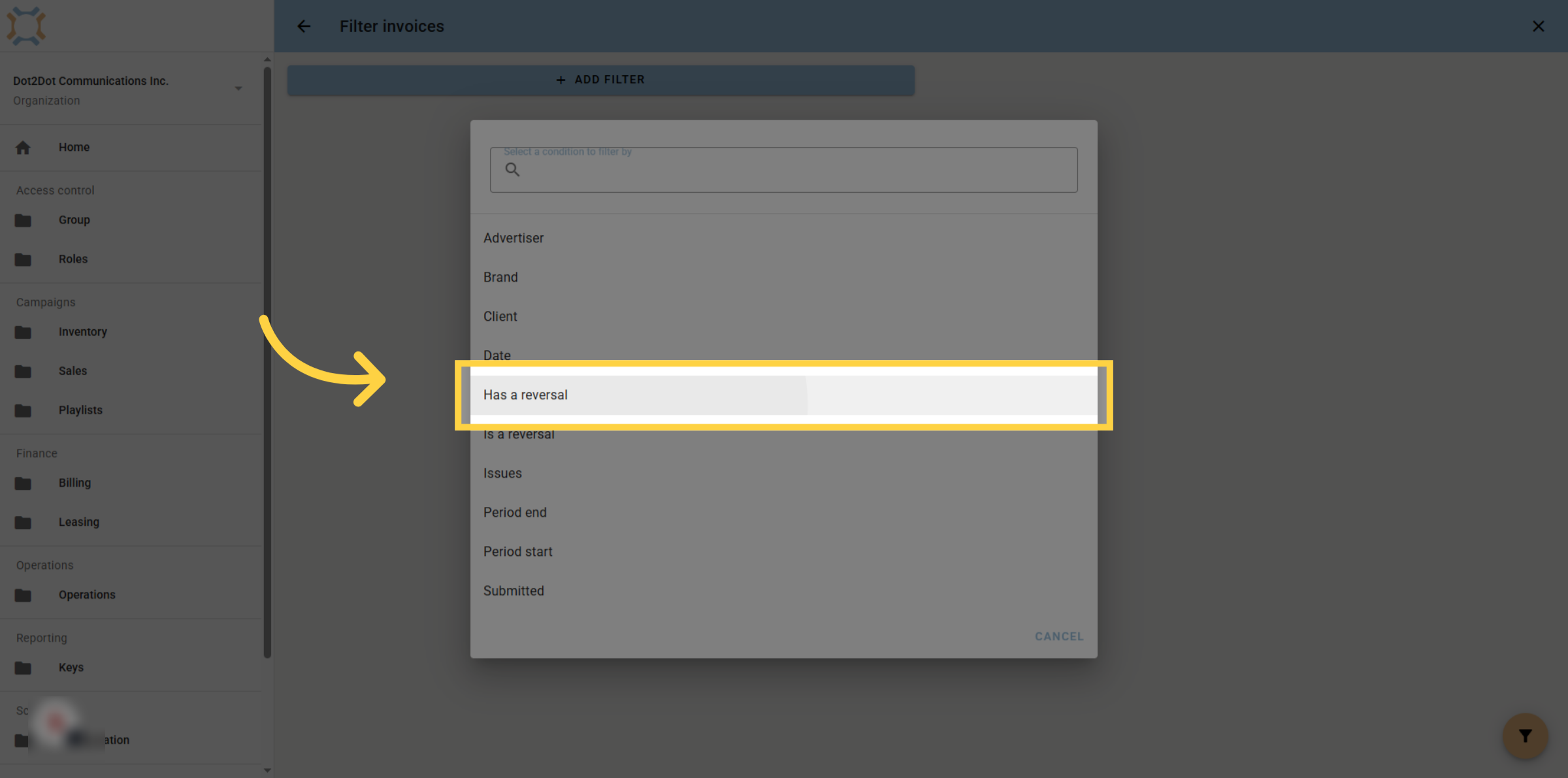 Select Has Reversal Filter