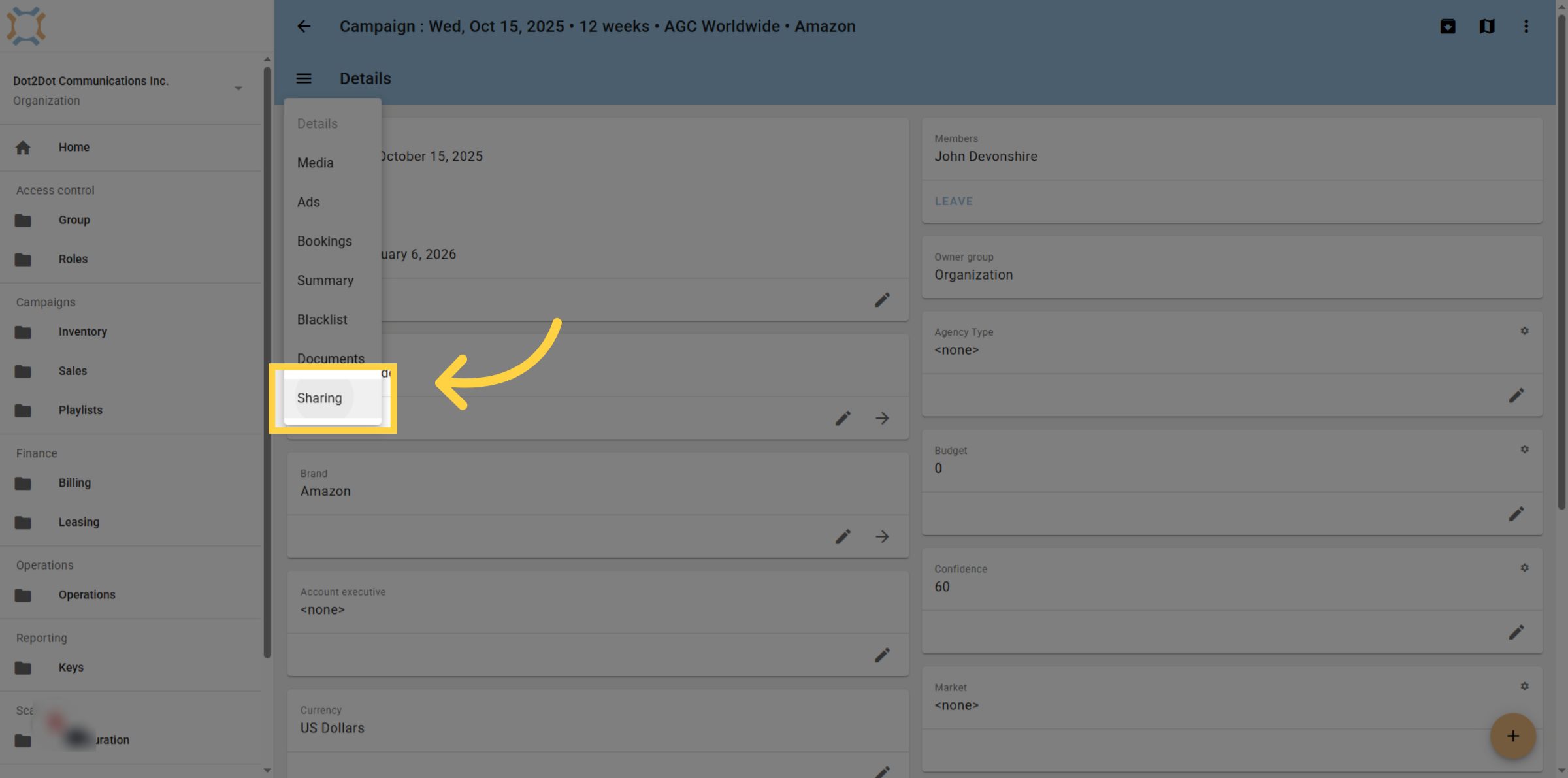 Access Sharing Settings