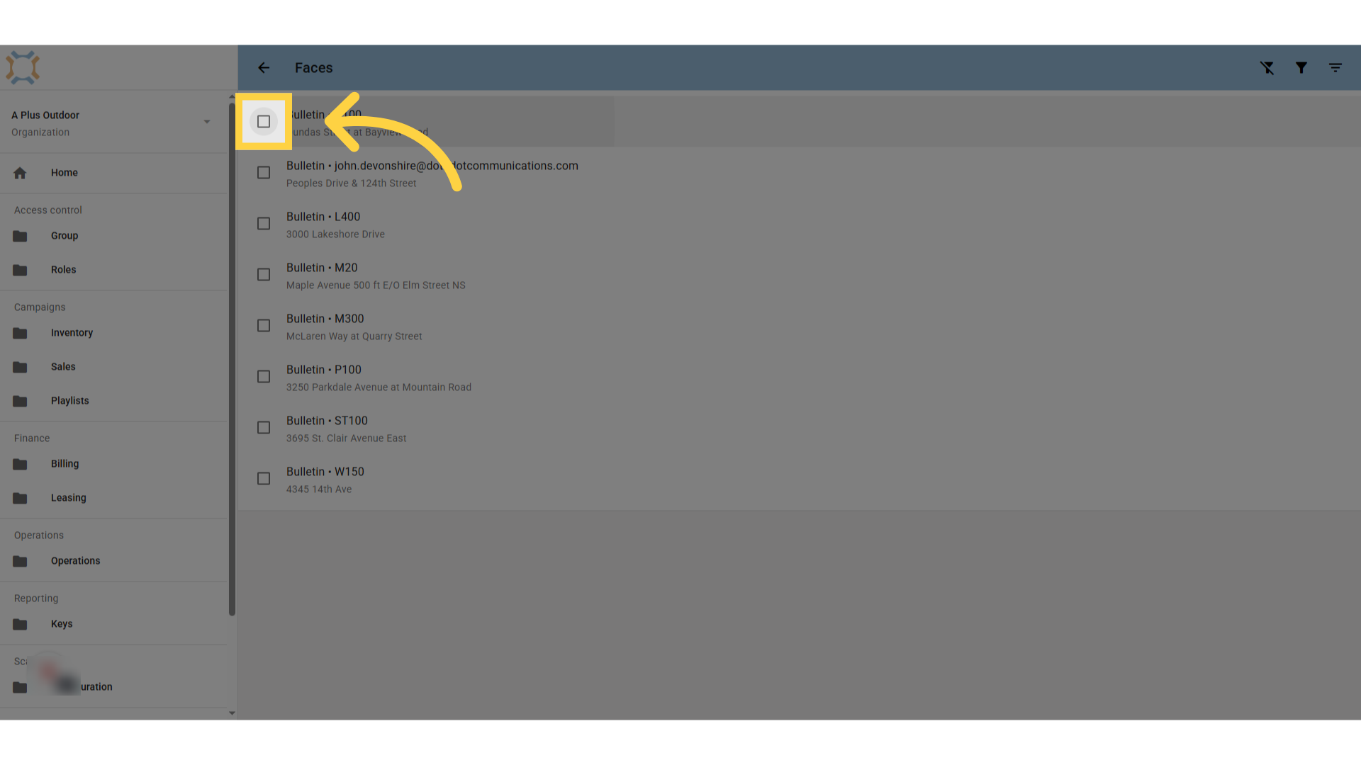 Click check box