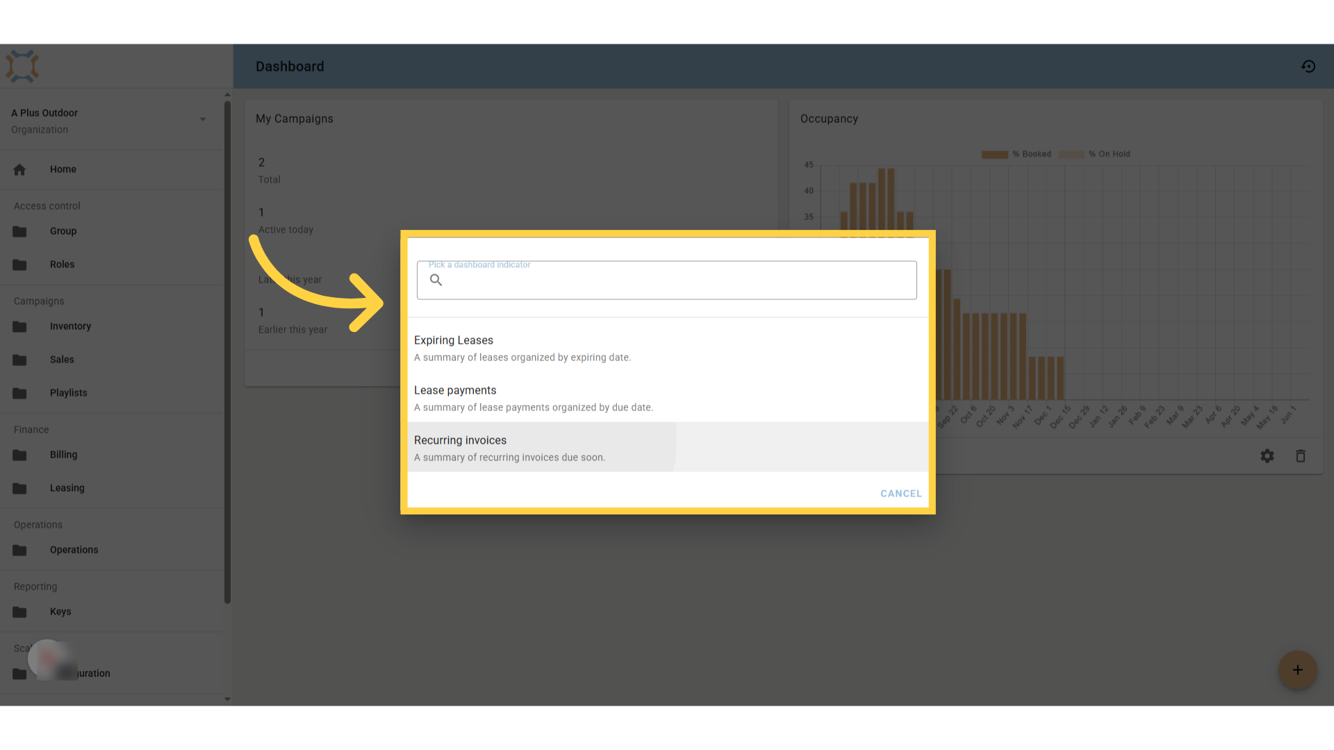 Select indicator to add