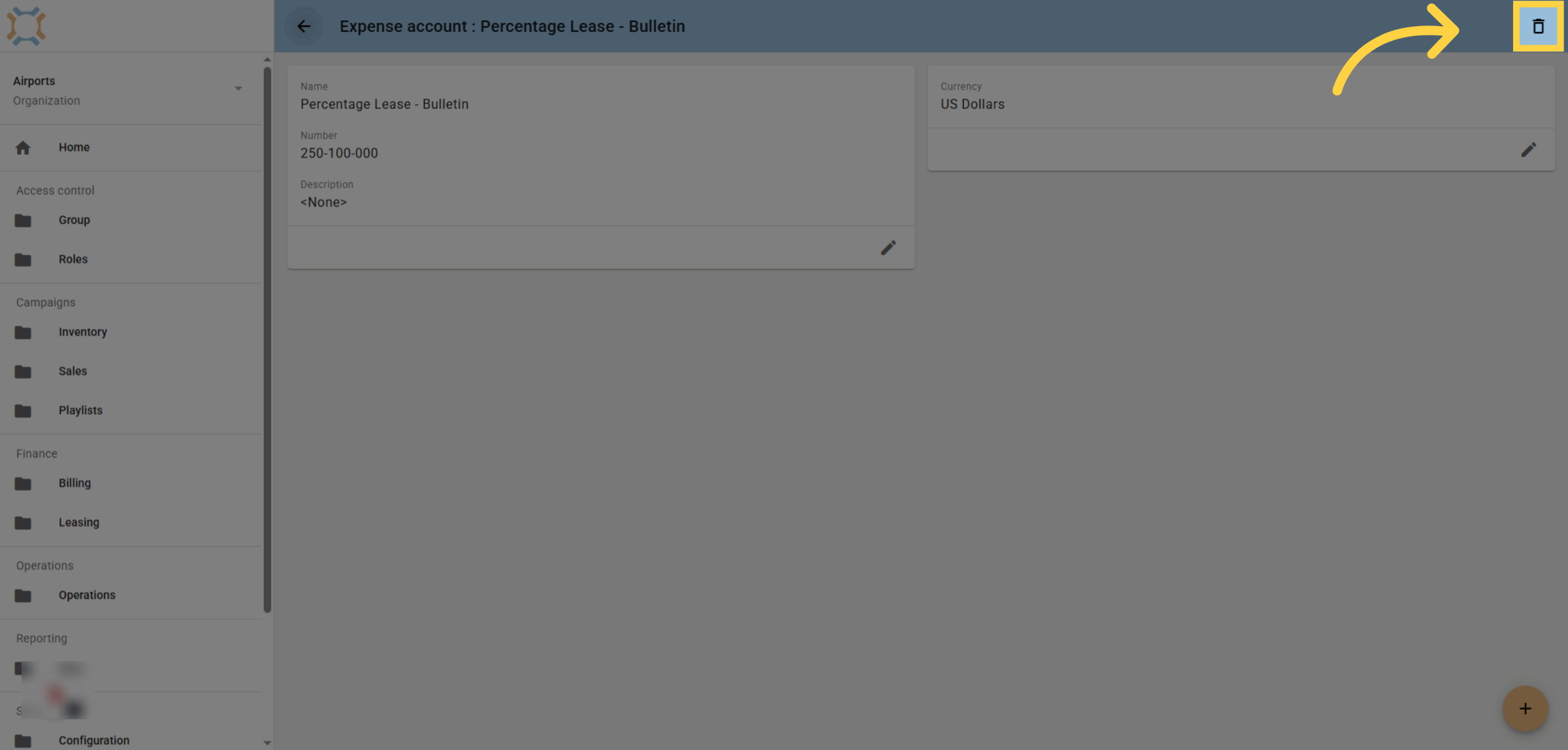 Delete an Expense Account
