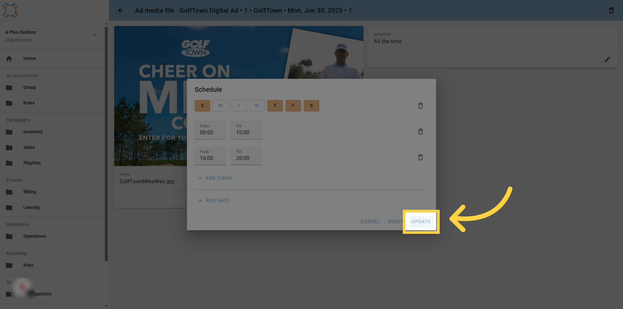 Click 'update'