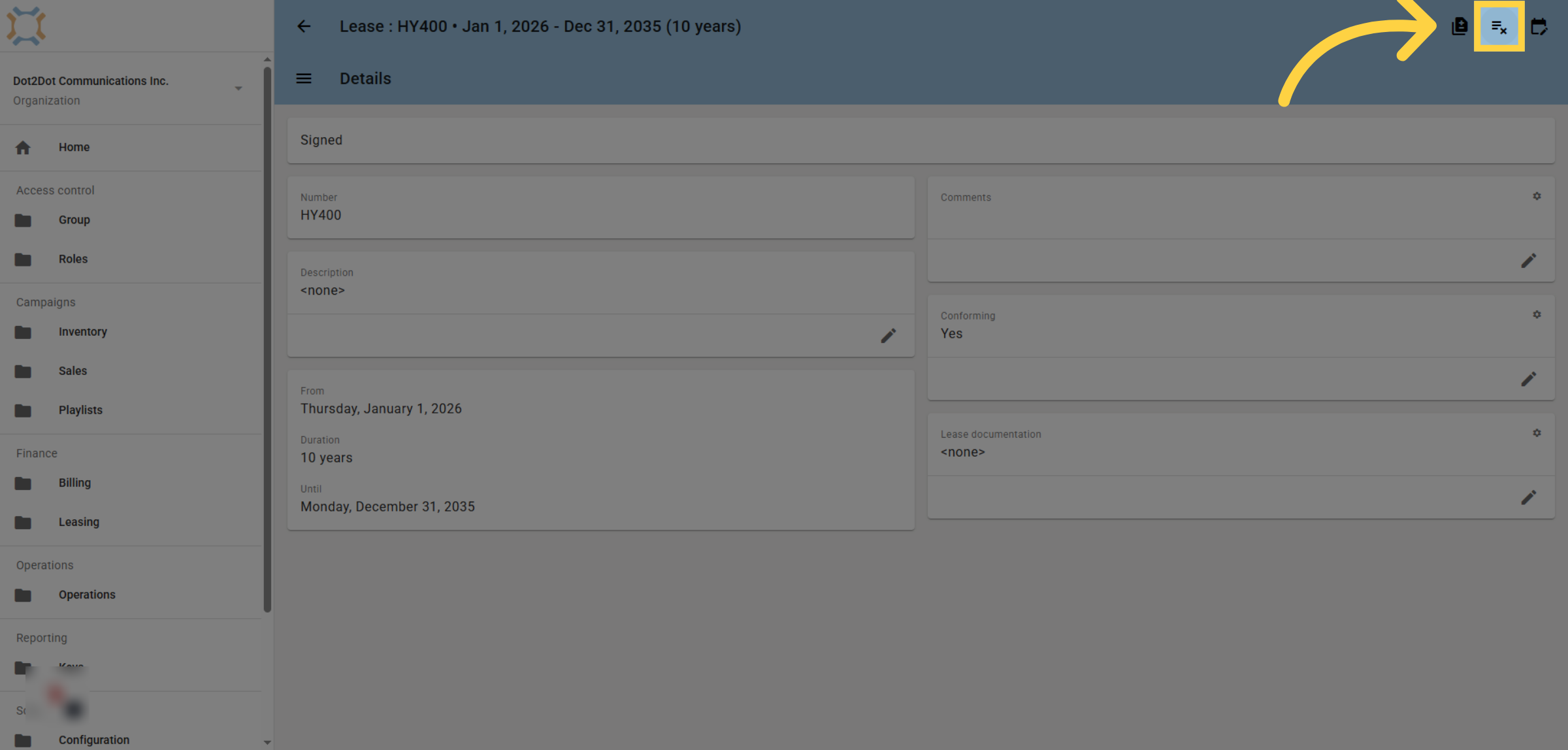 Click Unsign Lease