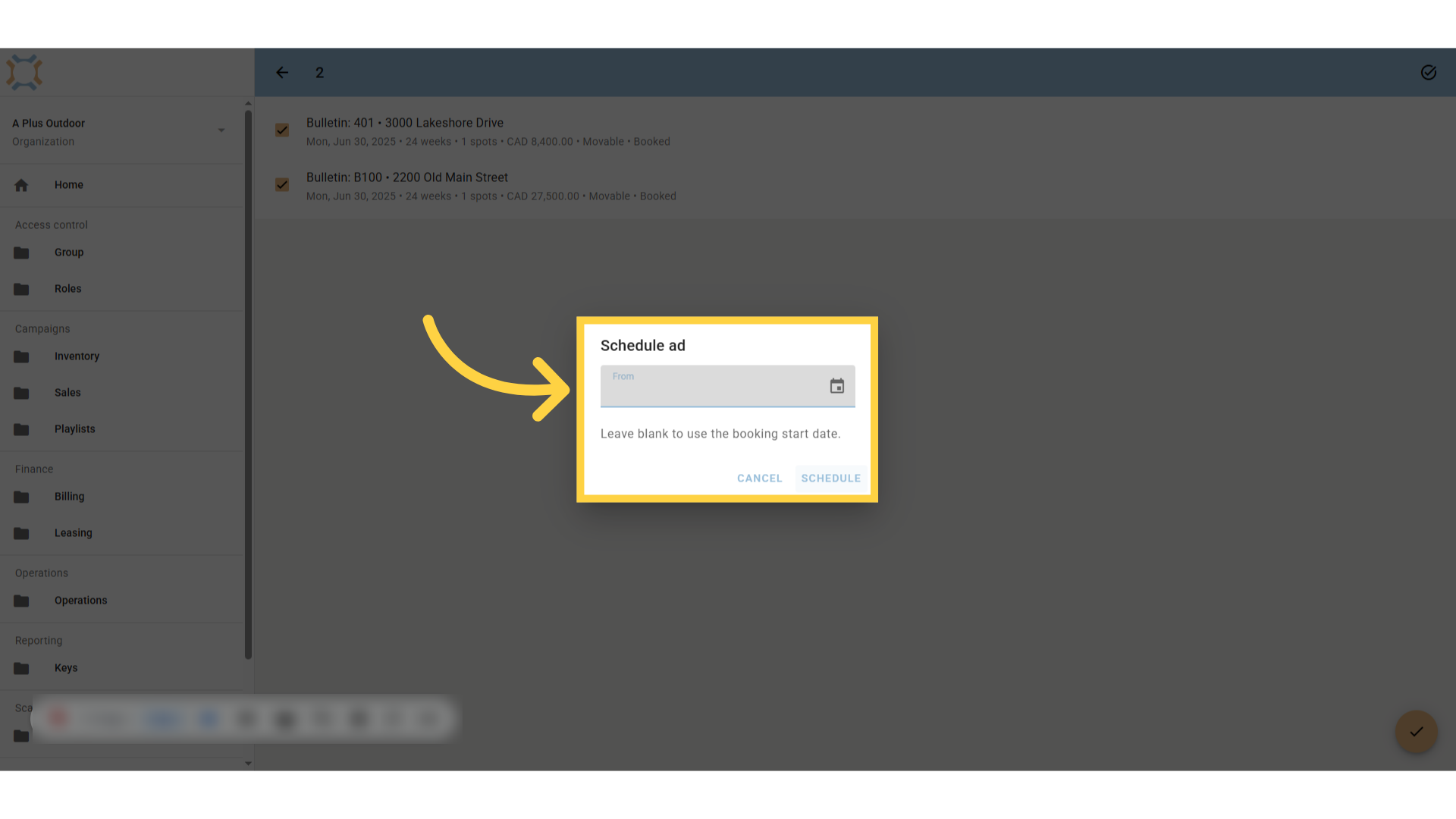 Choose Ad start date