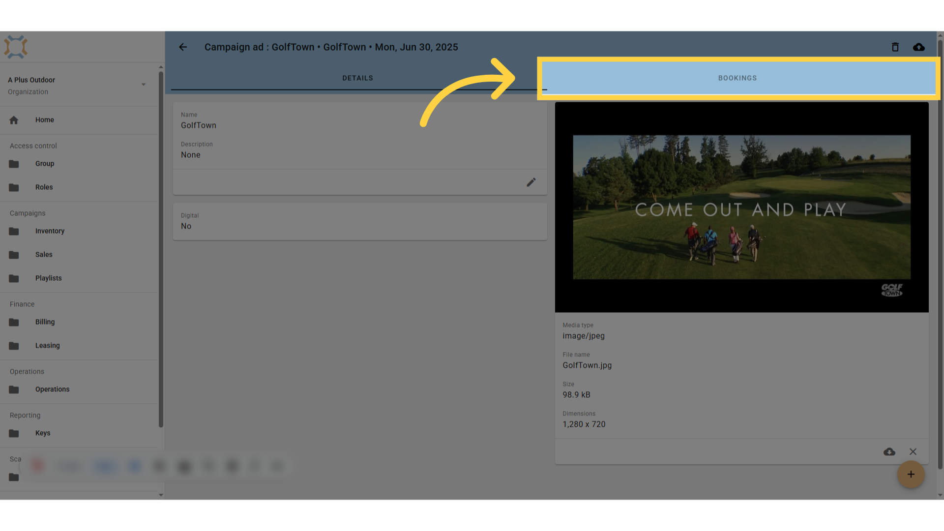 Click 'bookings'