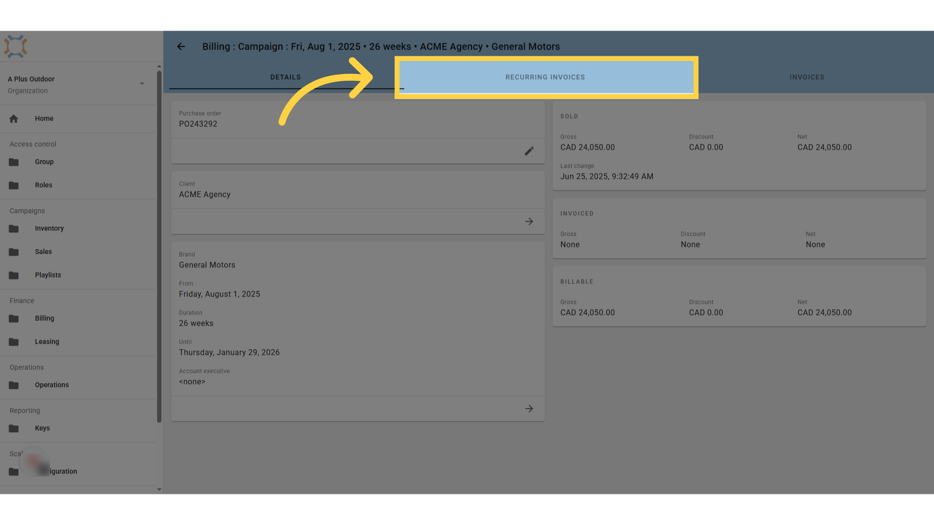 Add recurring invoices