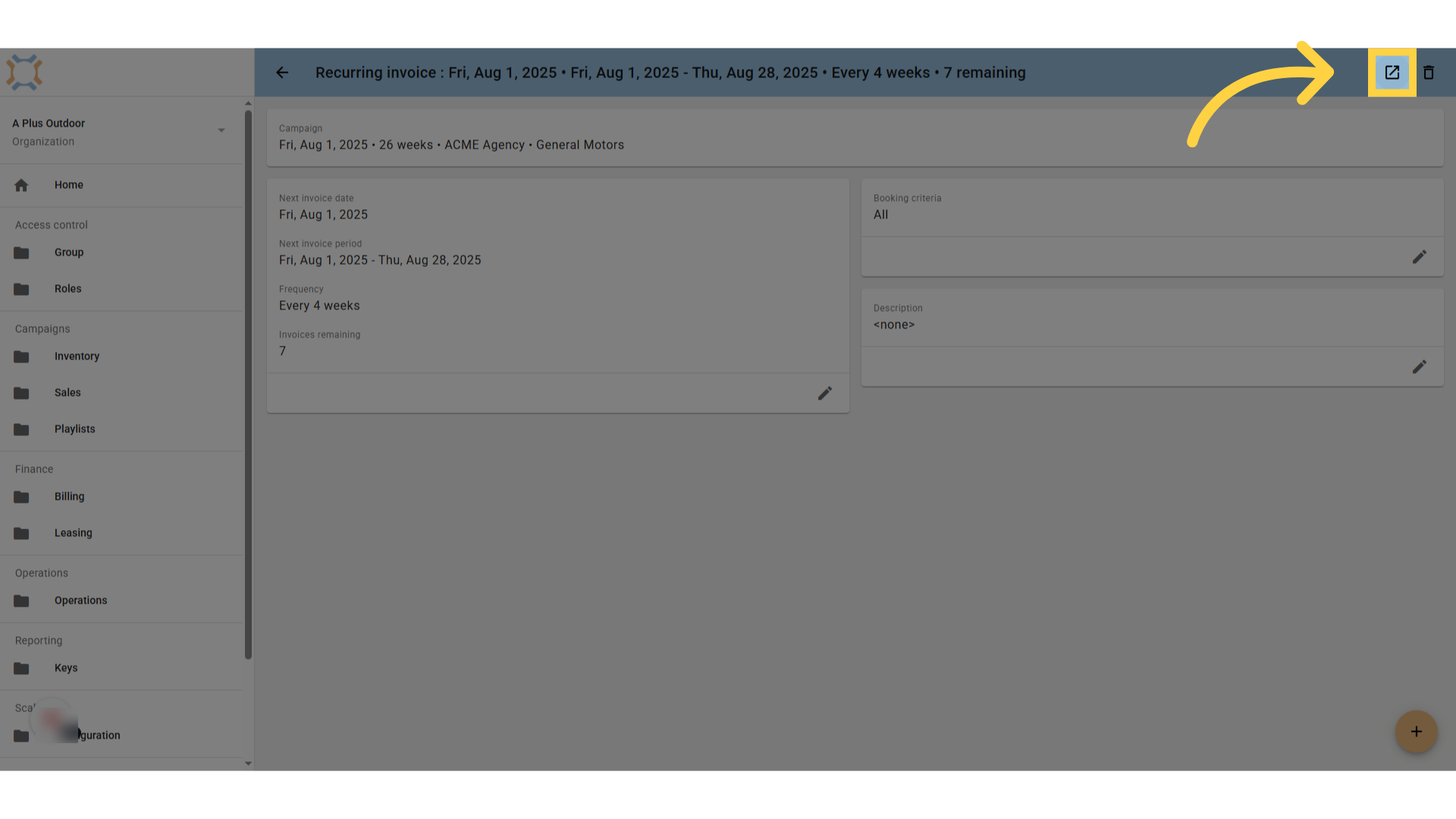 Click 'Open Invoice'