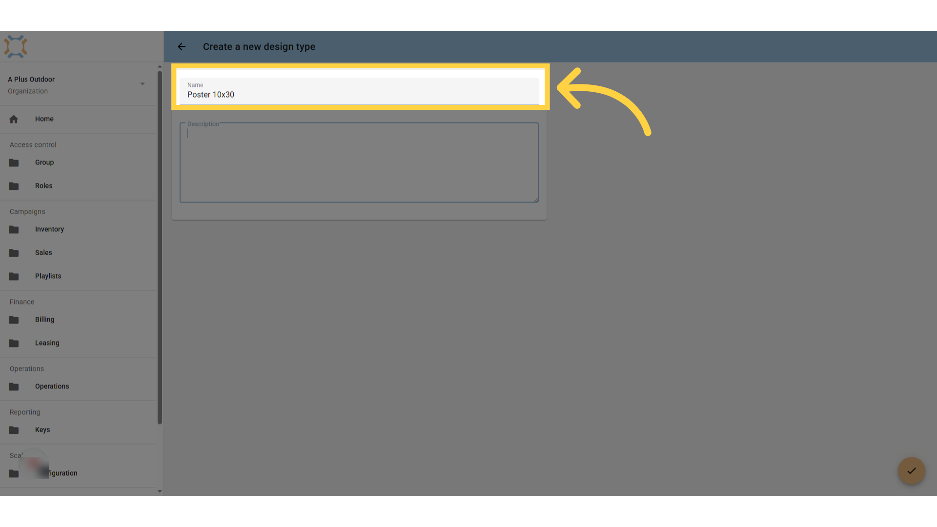 Enter the design type