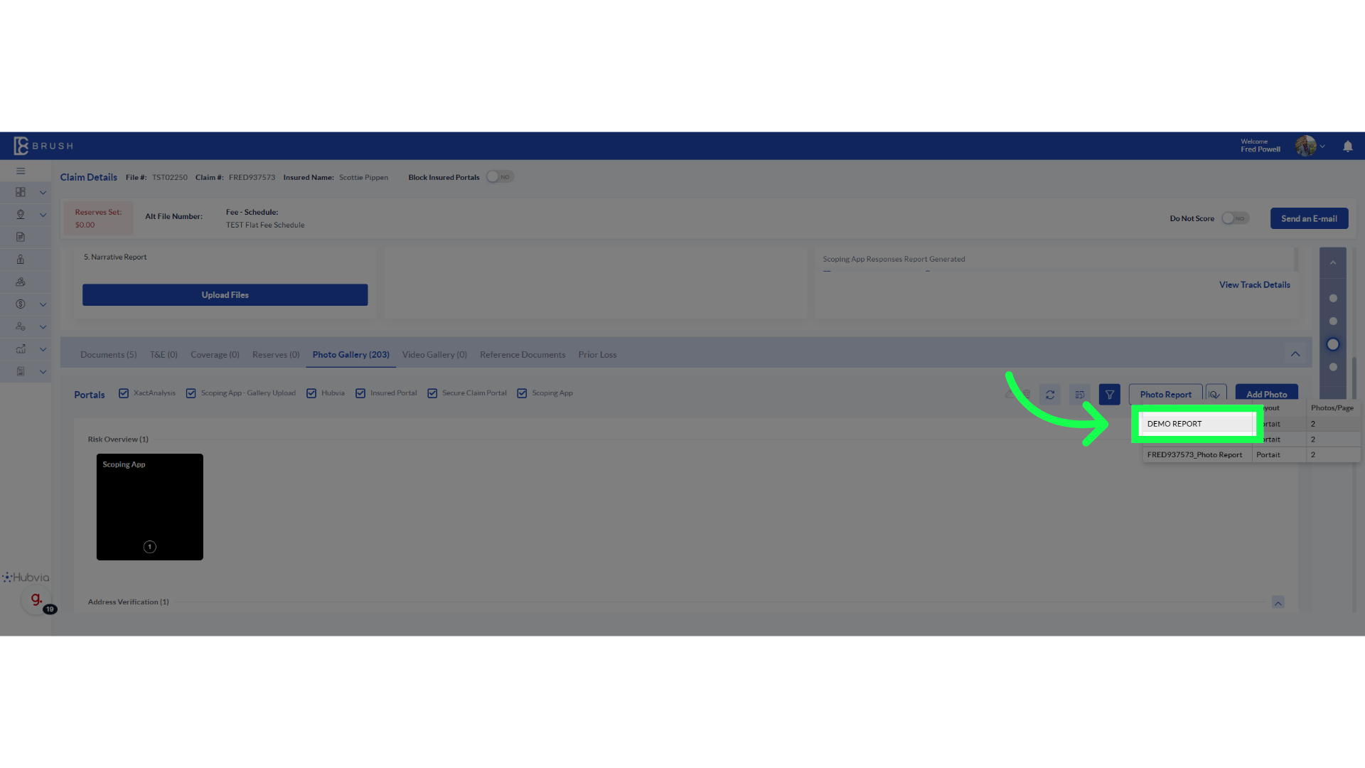 Click Report Name