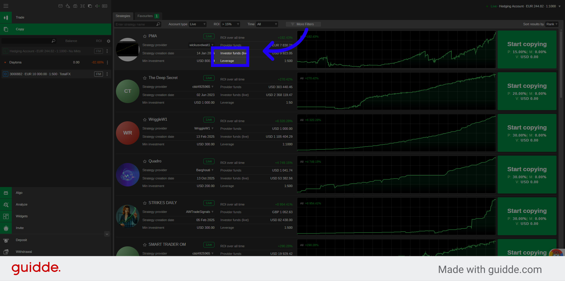 Choose Minimum ROI Filter