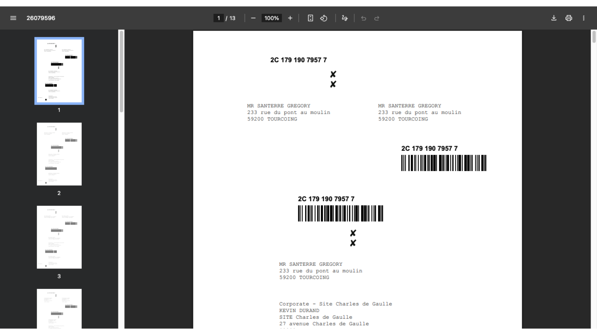 Ouverture du PDF d'impression