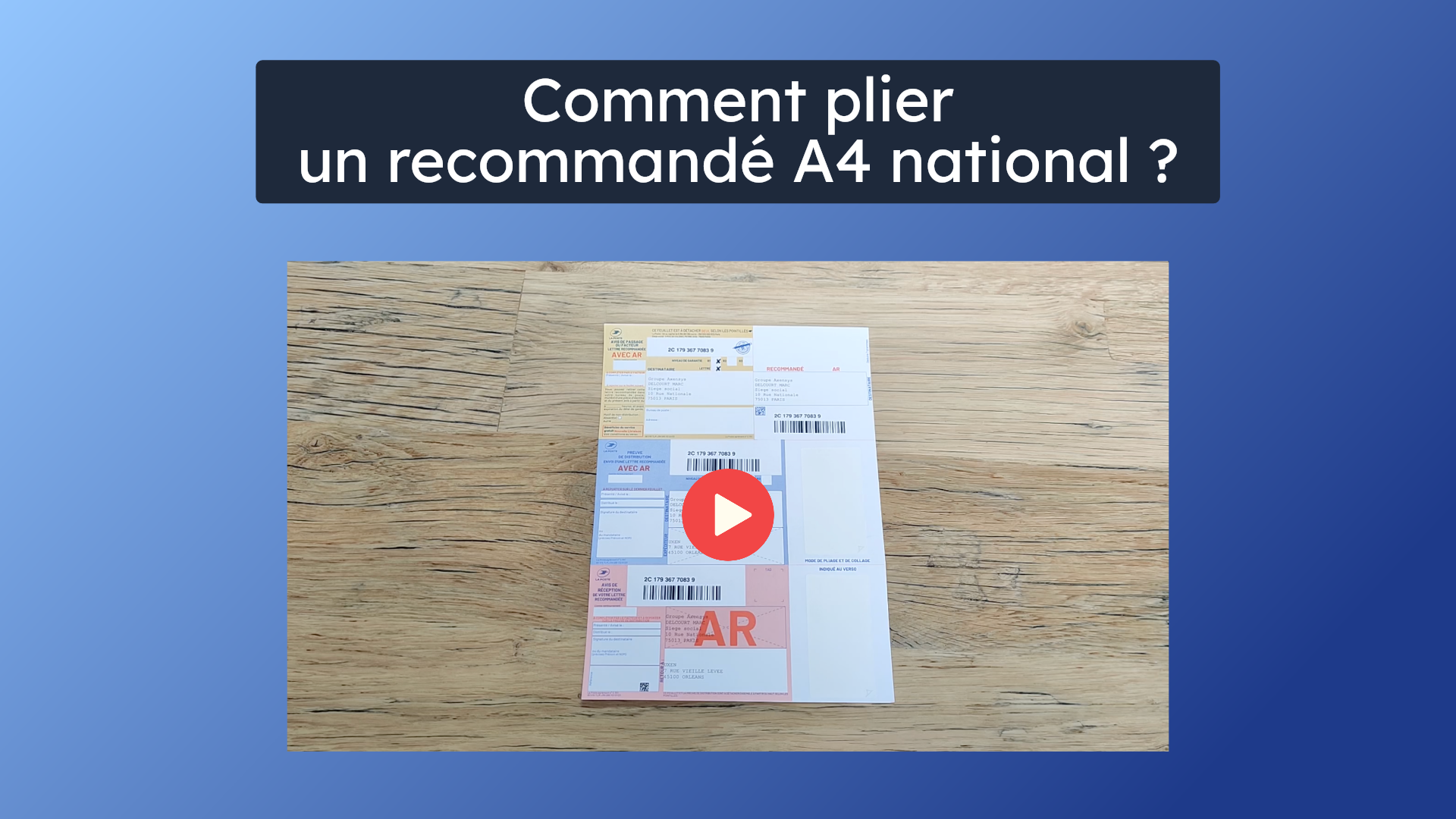 Plier un recommandé A4 national