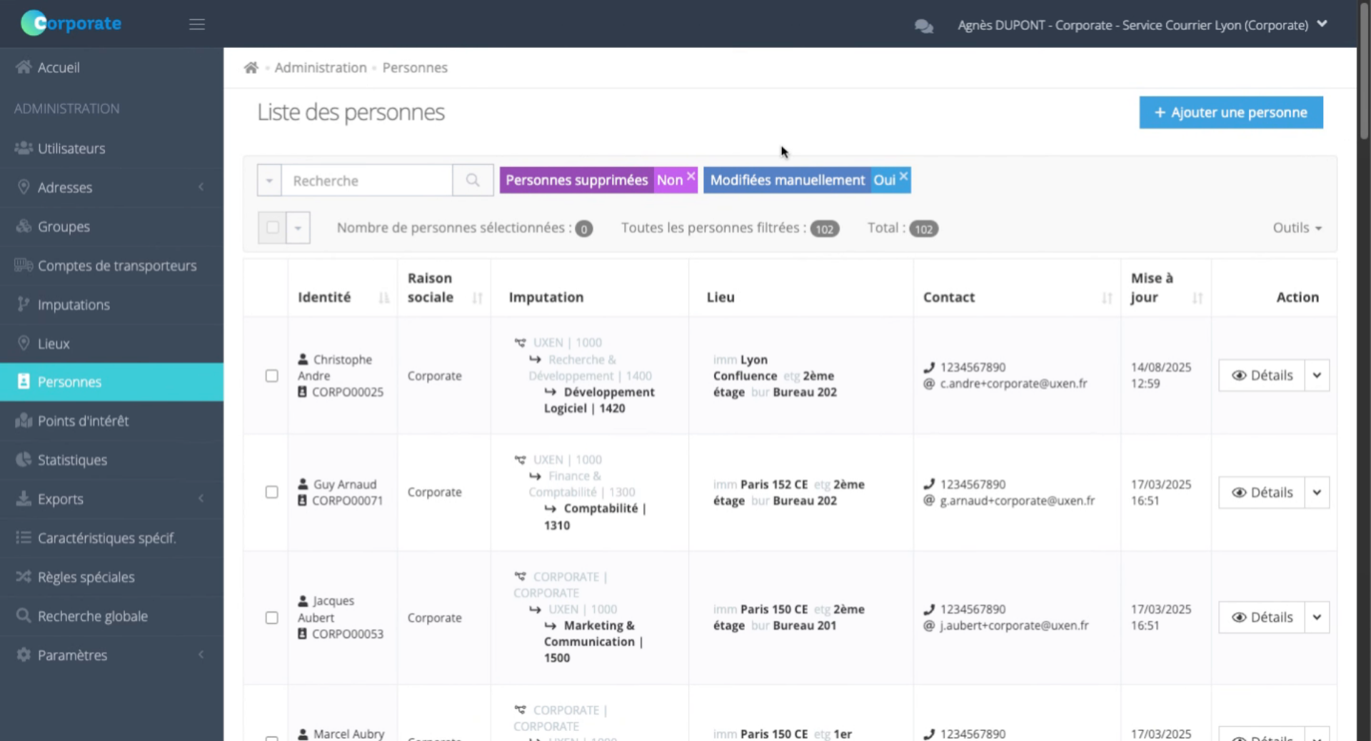 Modifier une fiche collaborateur