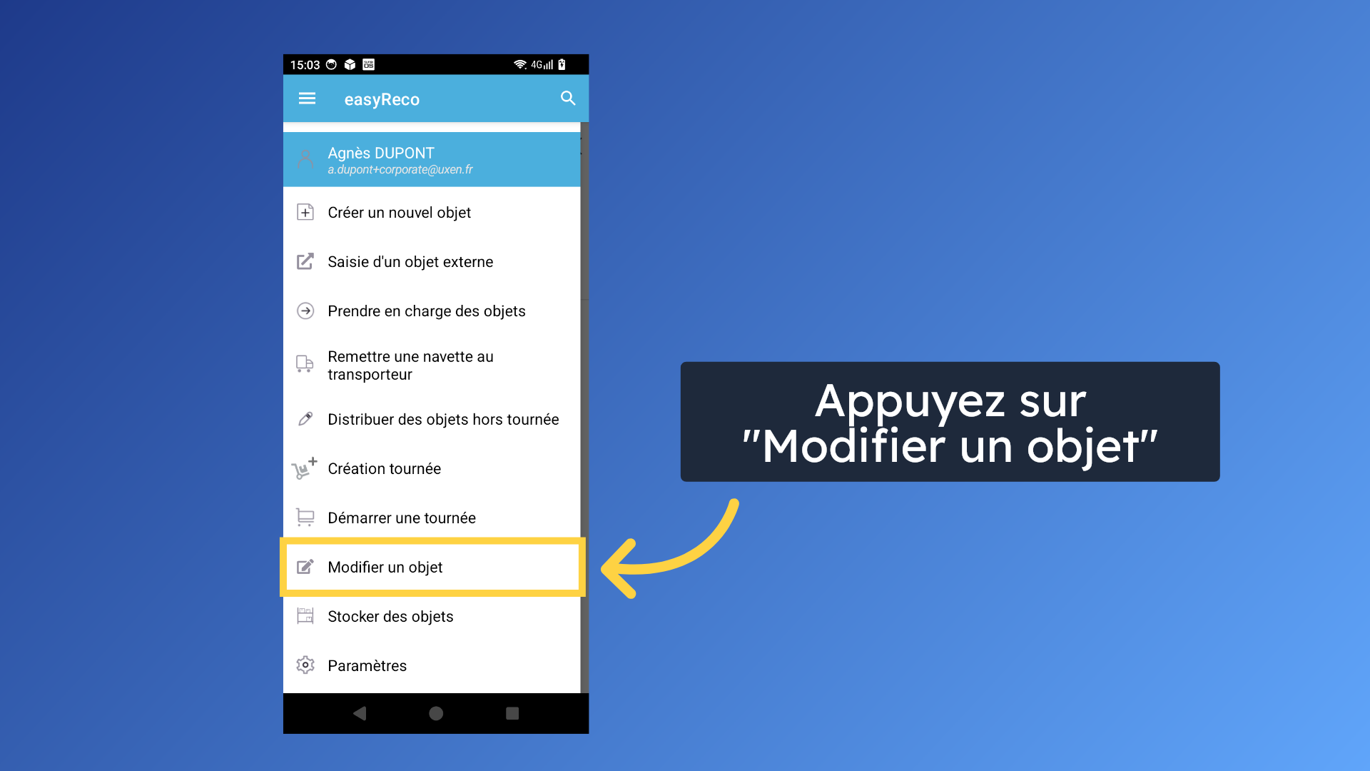 Accéder à la modification