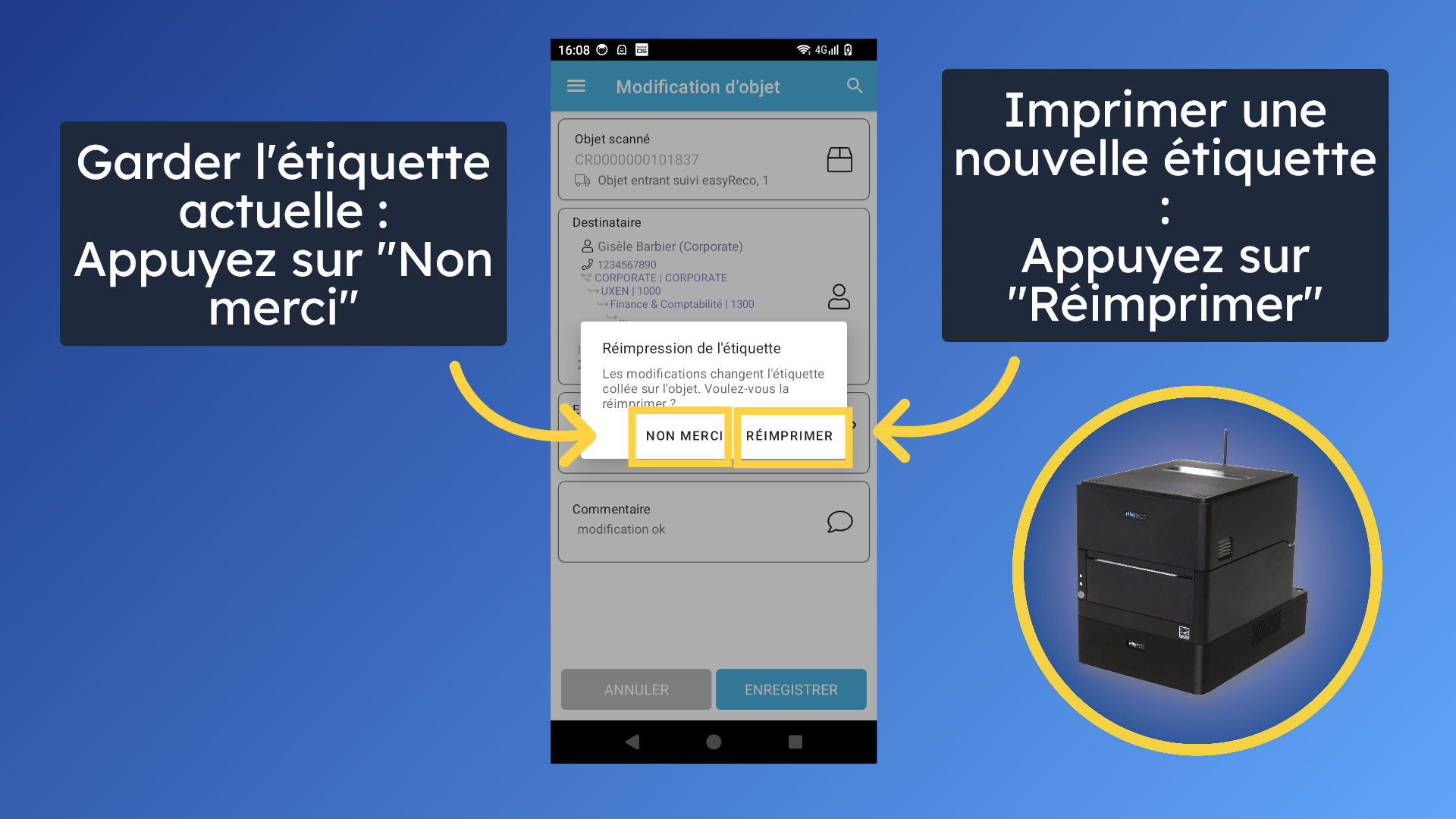 Réimprimer l'étiquette