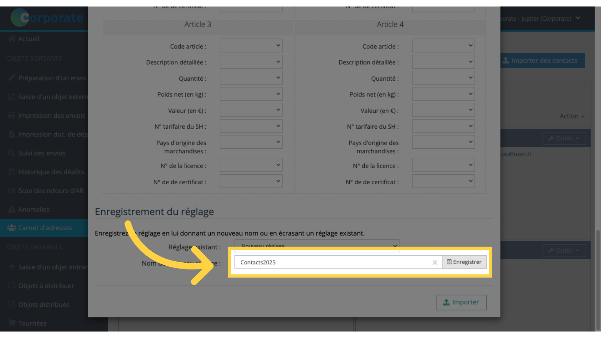 Importer une liste de contacts - 8