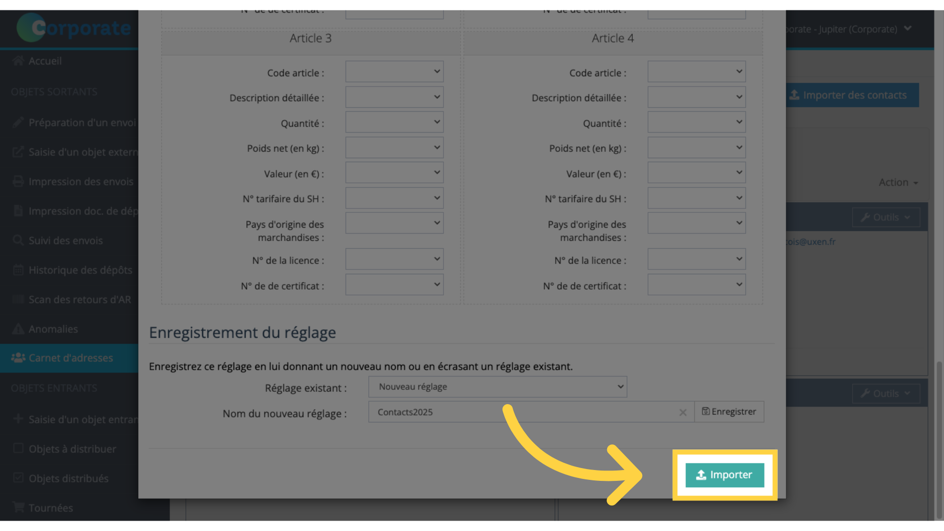 Importer une liste de contacts - 9