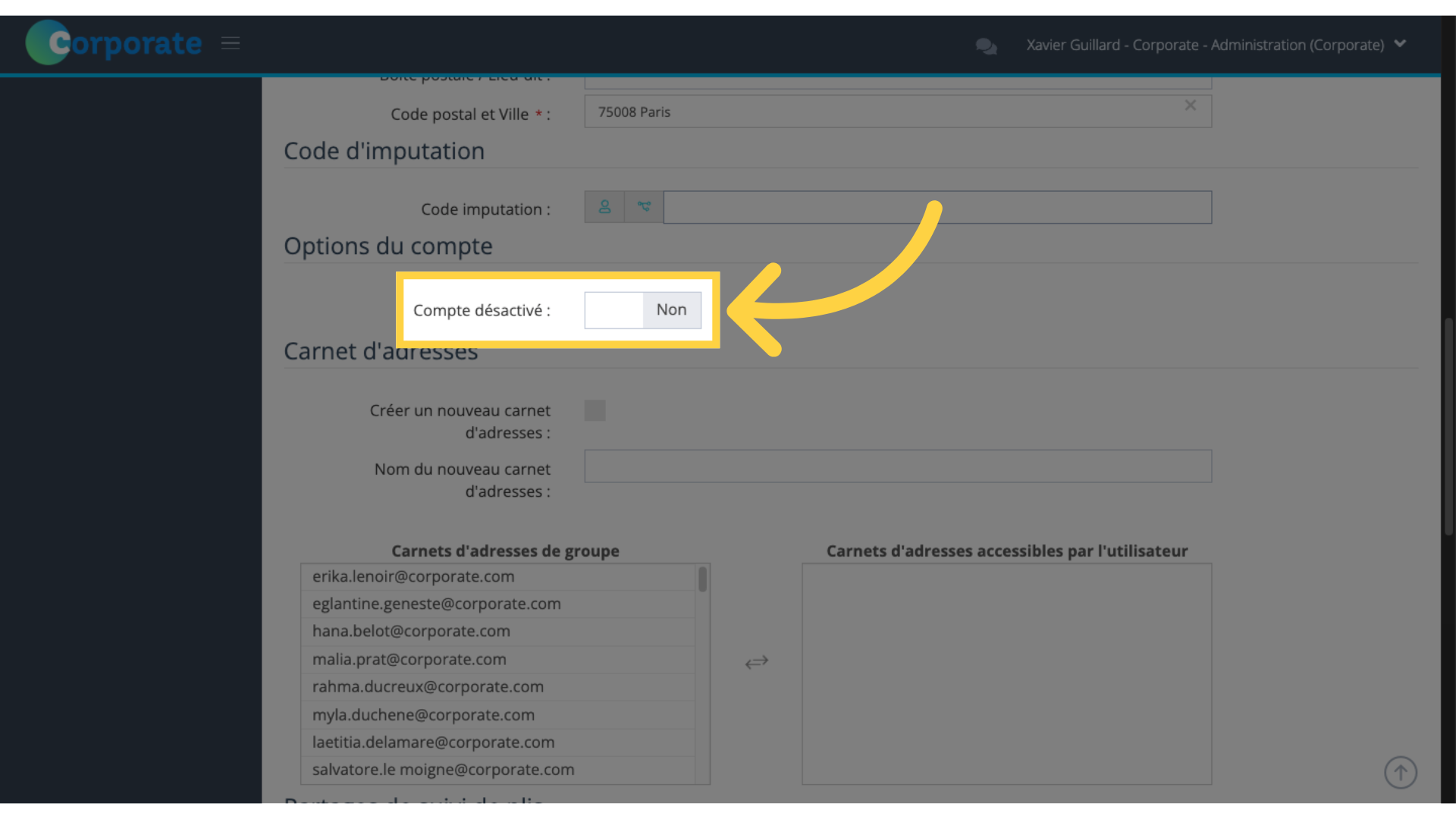 Activation du compte