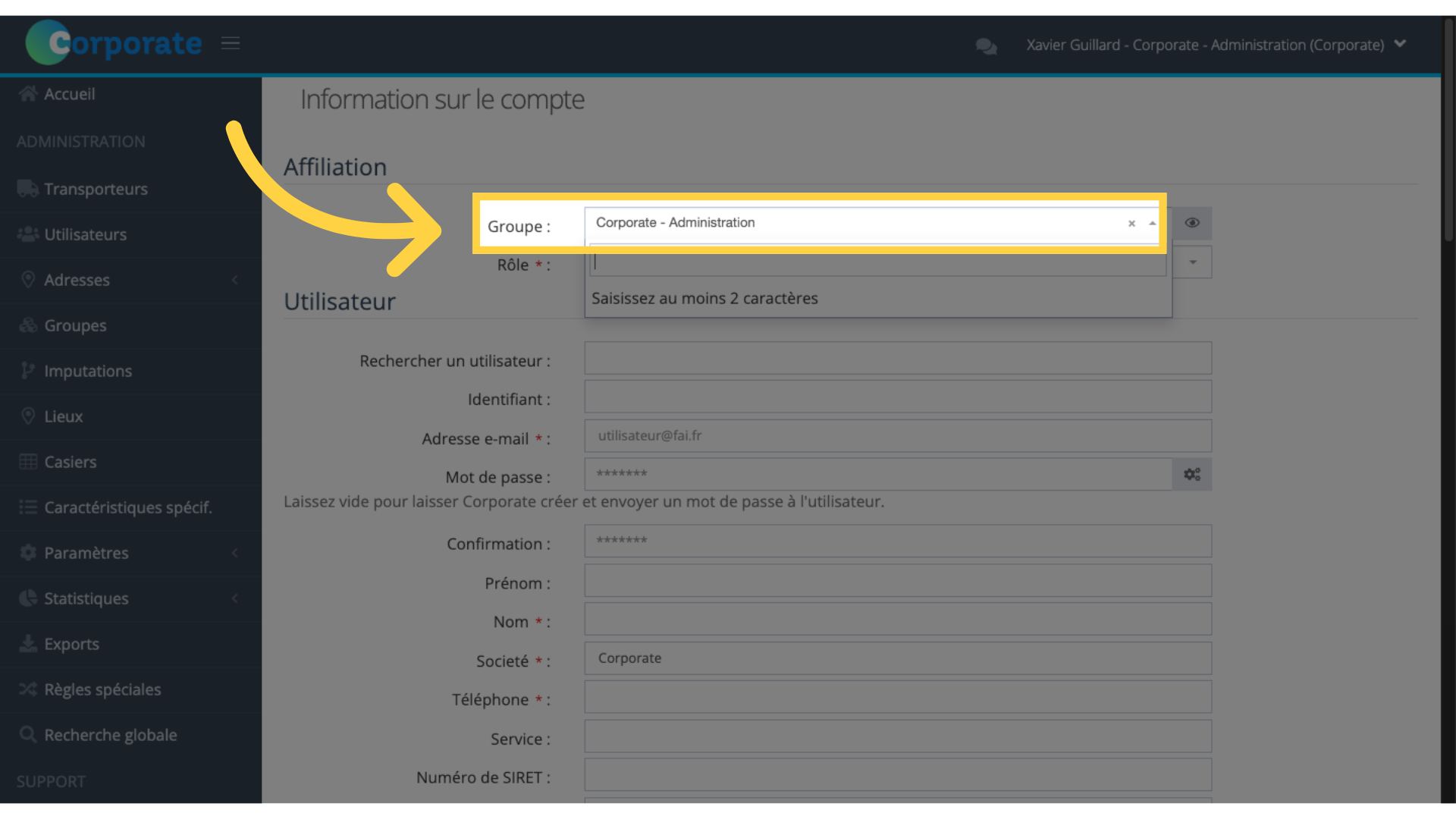 Affiliation du compte - 2