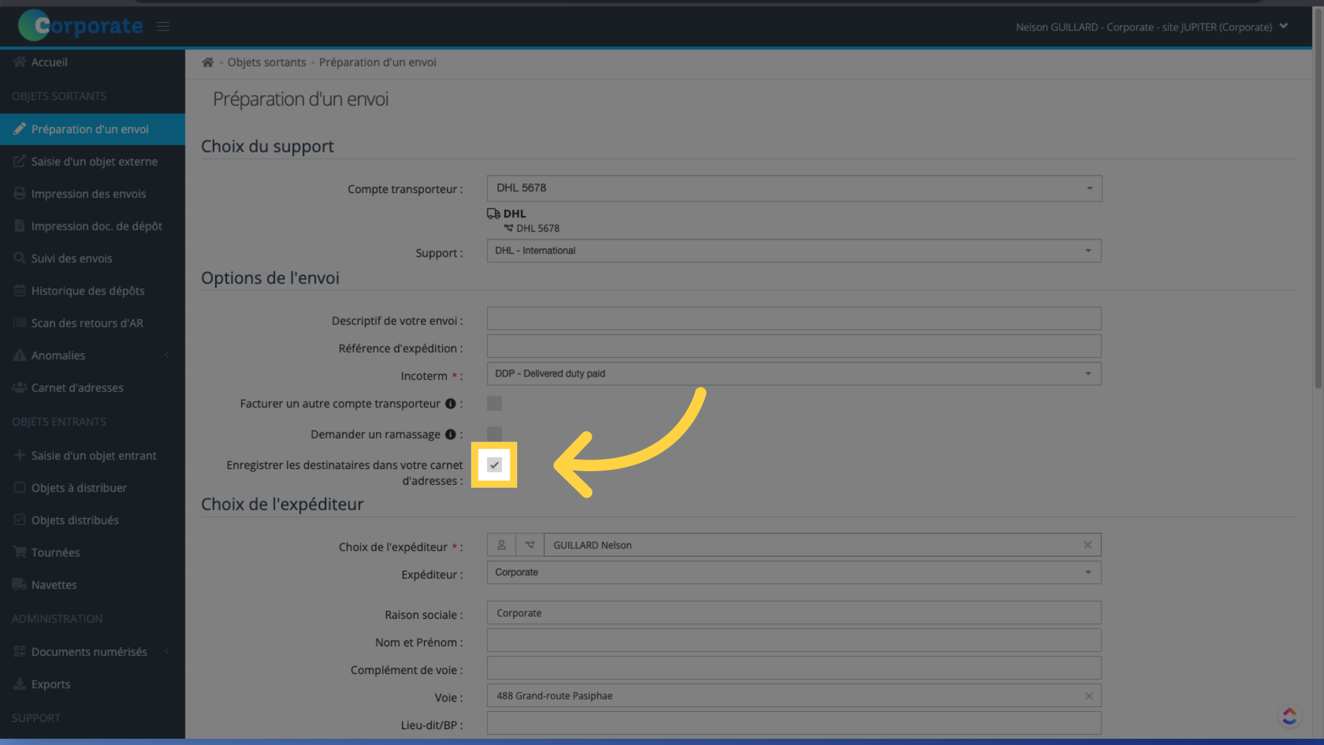 [Option] Enregistrez les adresses dans le carnet d'adresses easyReco