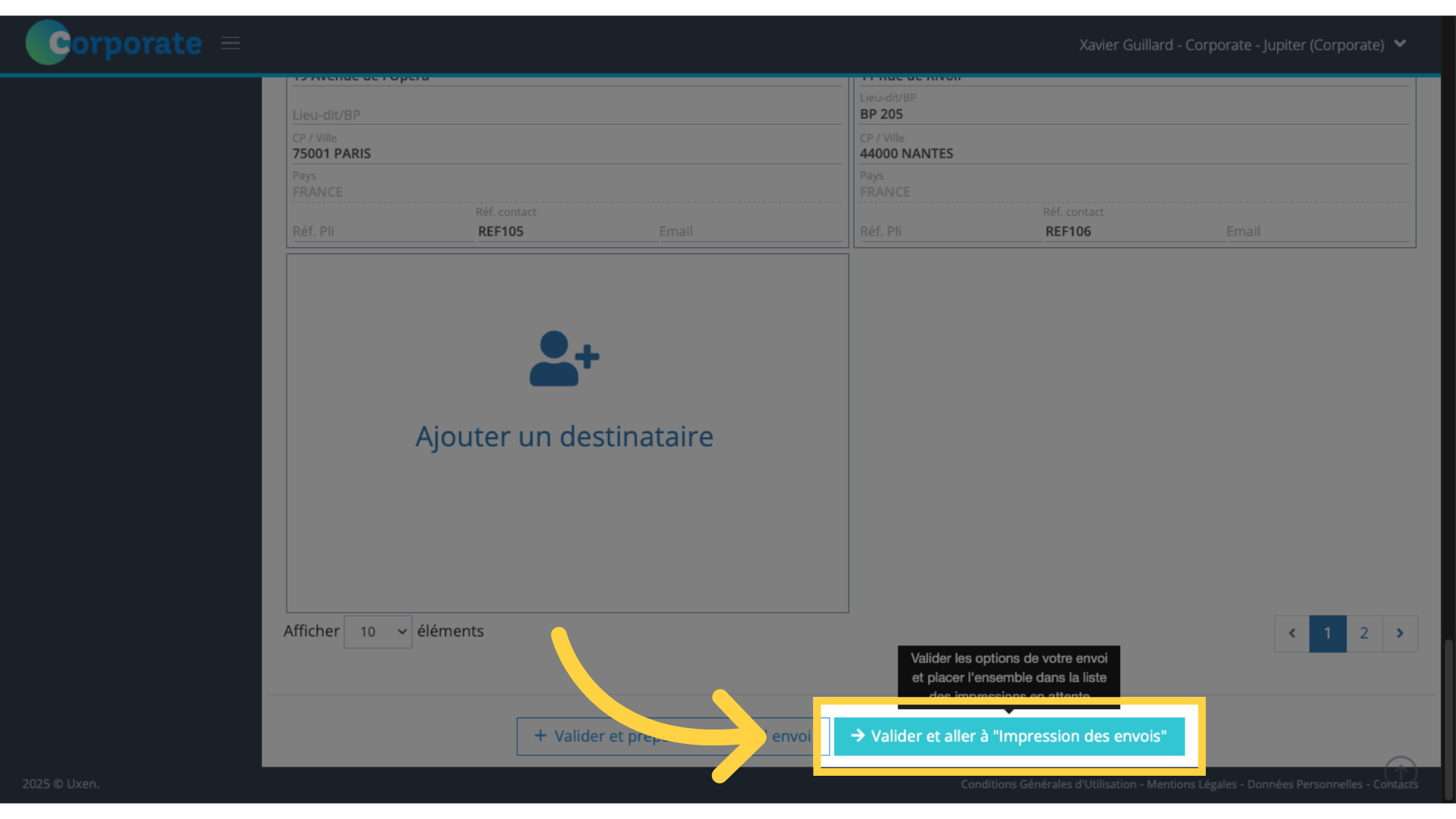 Validation de l'envoi - 1