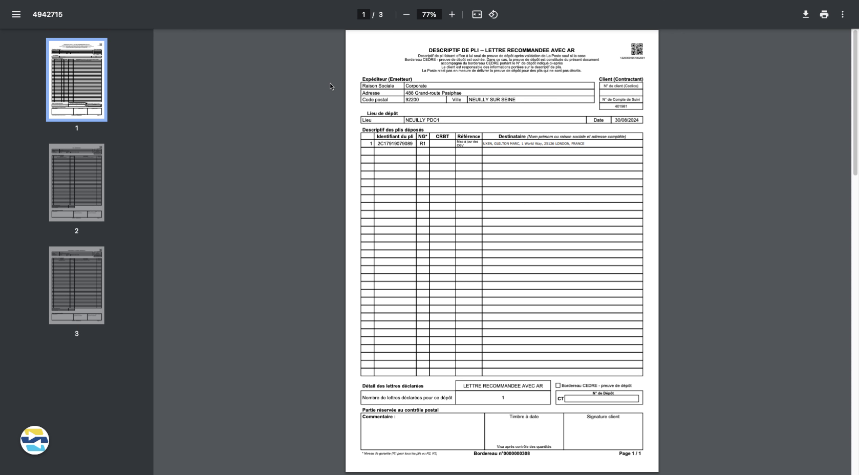 Téléchargez et imprimez le fichier PDF du bordereau