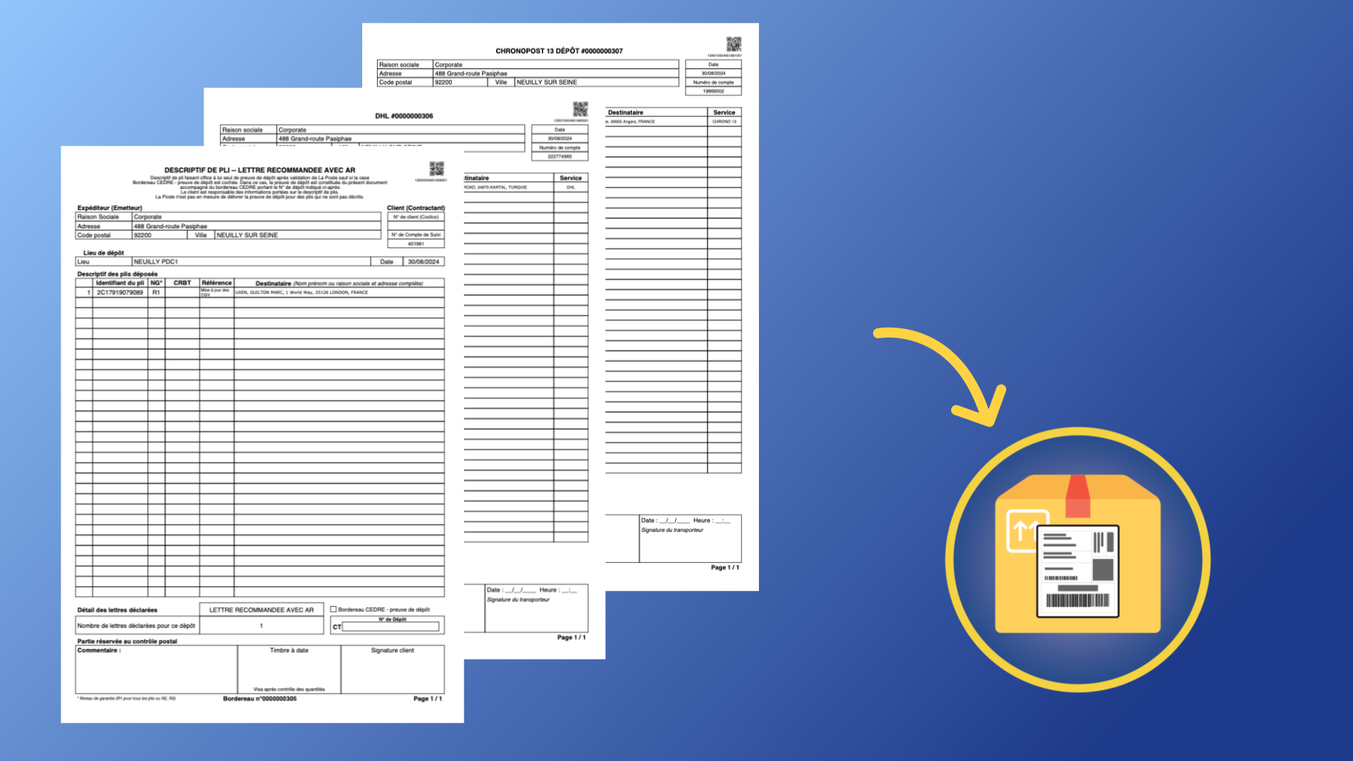 Remettez le bordereau de dépôt avec vos plis à La Poste