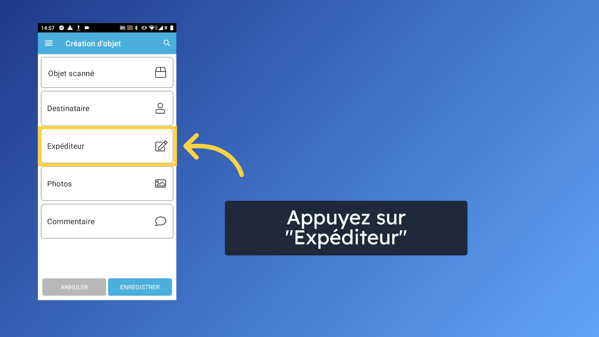 Renseigner l'Expéditeur - 1