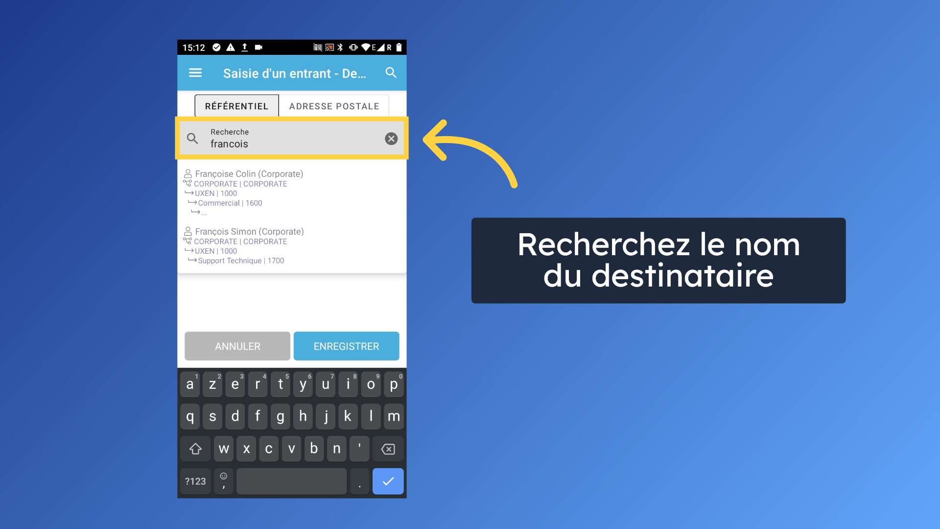 Sélectionner le destinataire - 2