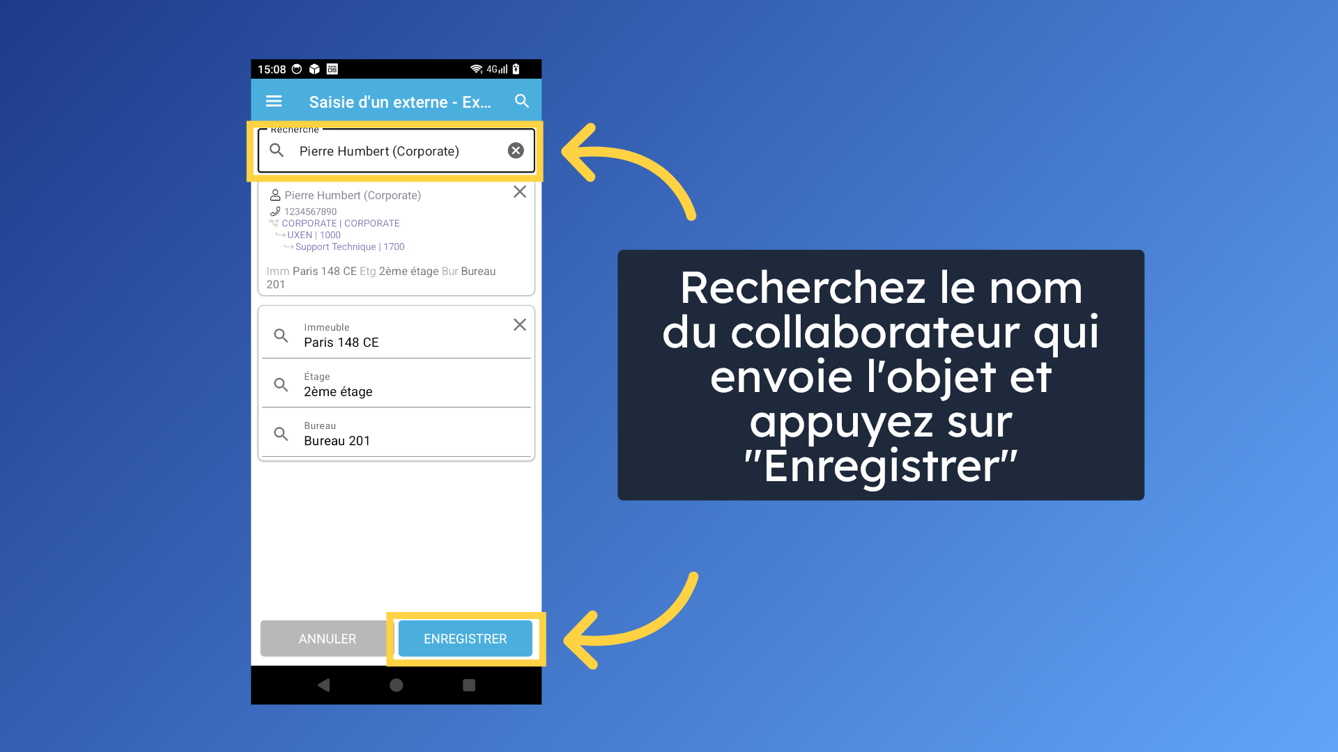 Renseigner l'expéditeur