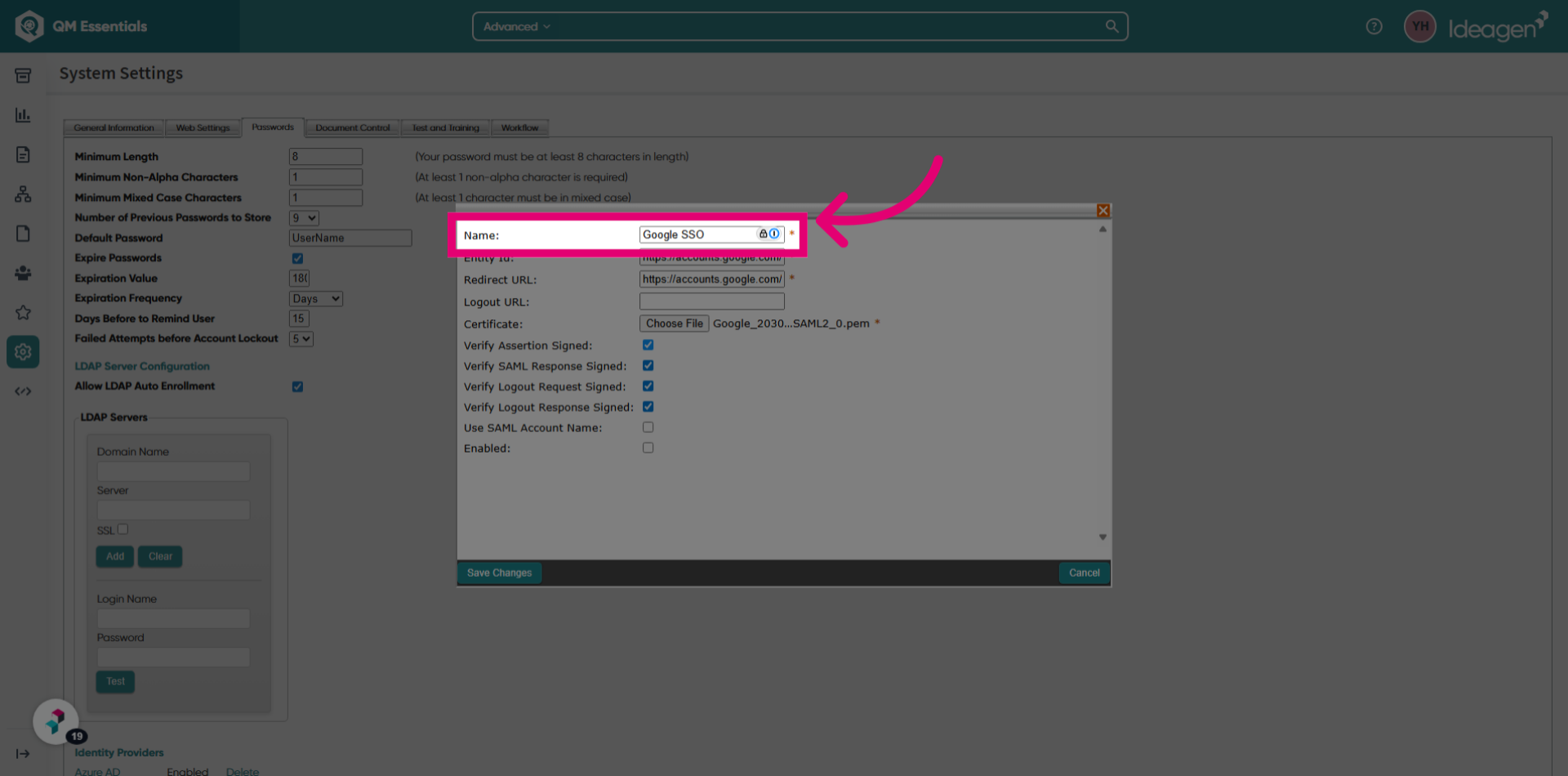 Uncheck 'Verify Assertion Signed'