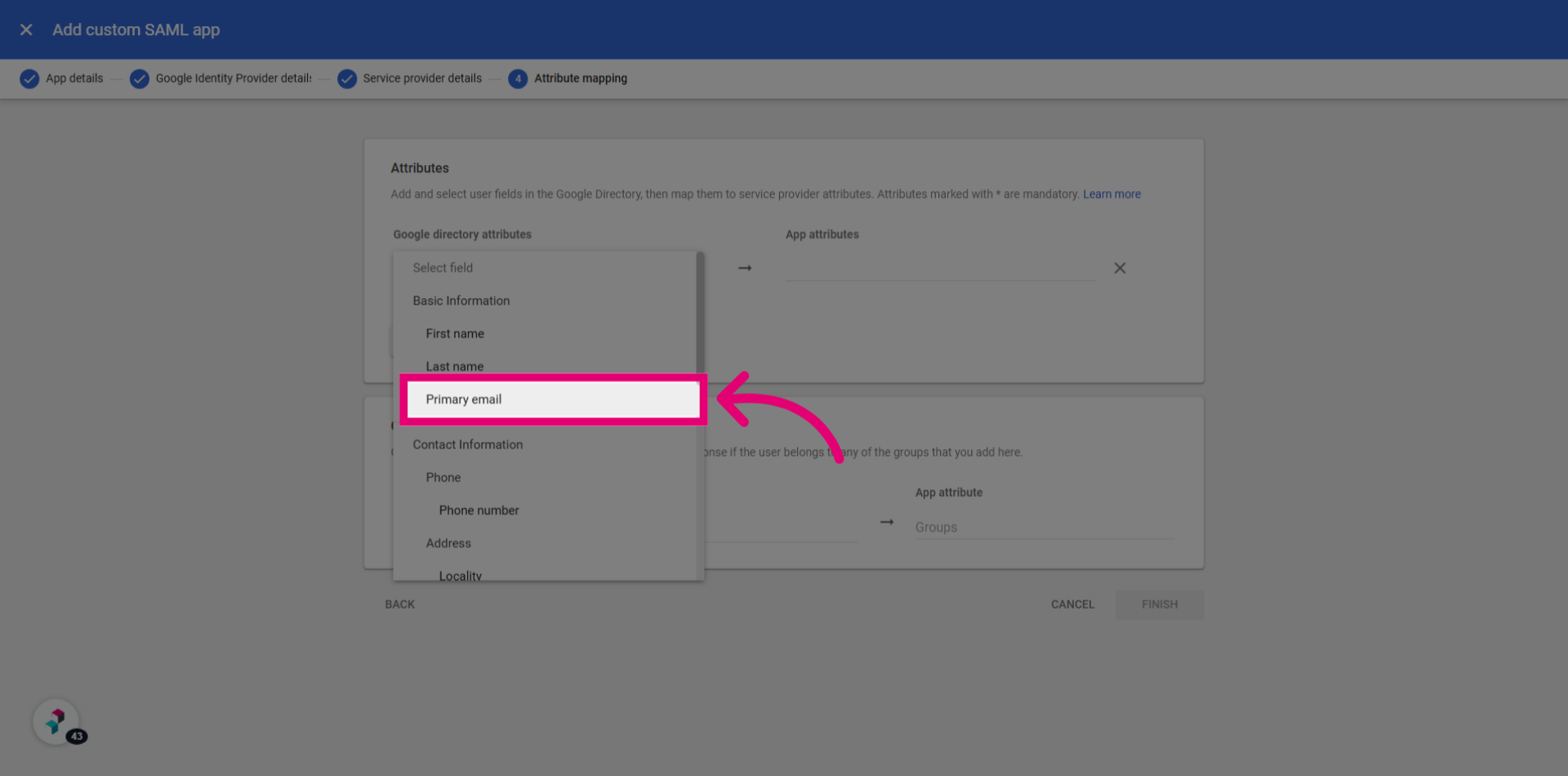Click 'Primary email'