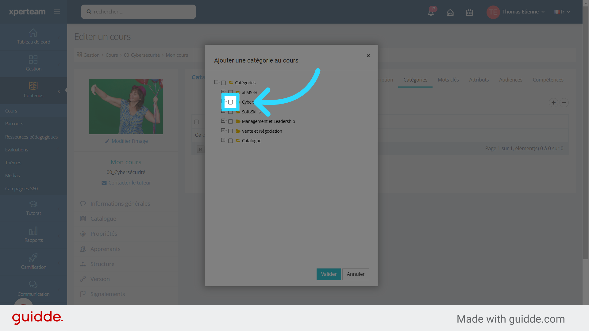 Choix des catégories