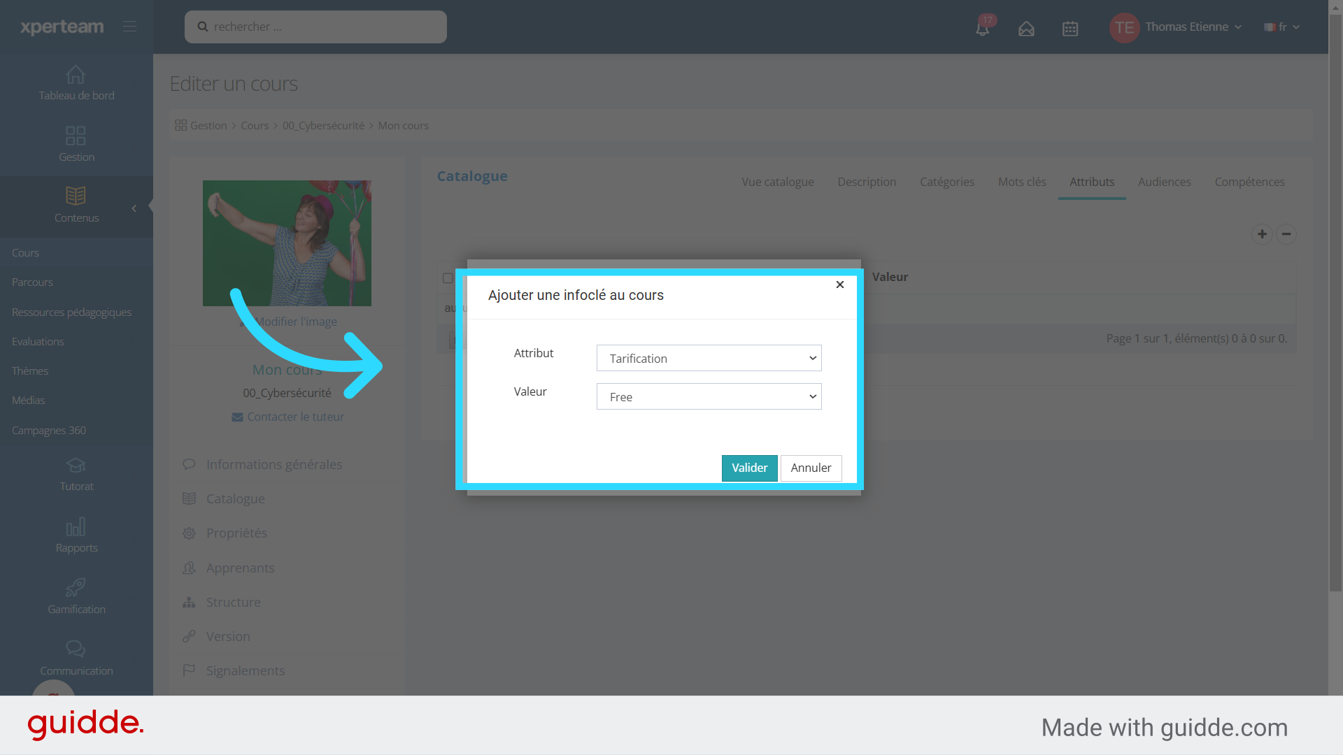 Sélectionner l'attribut