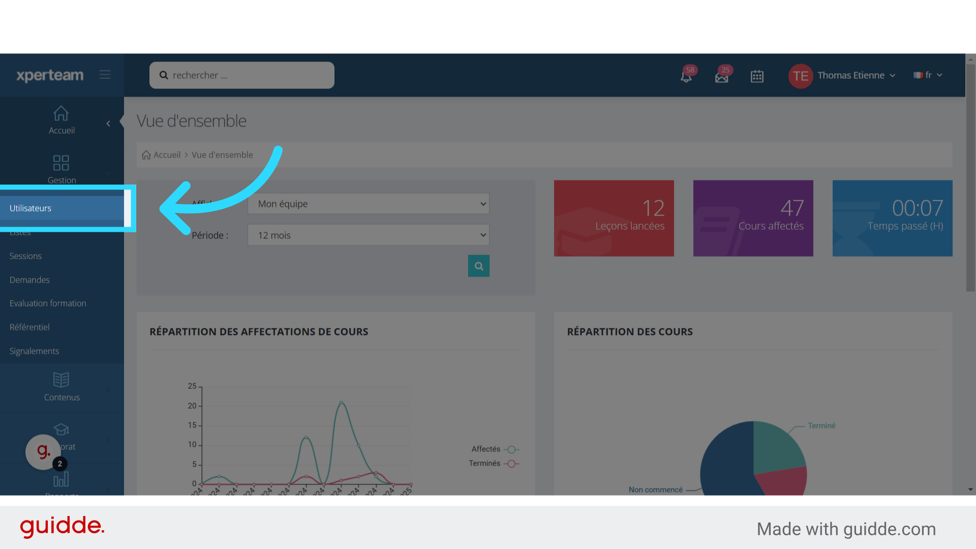 Cliquez sur 'Utilisateurs'