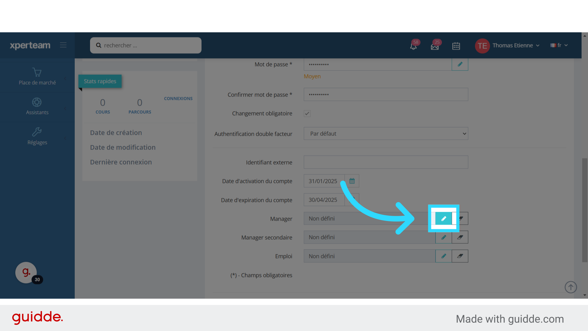 Vous pouvez définir un manager.