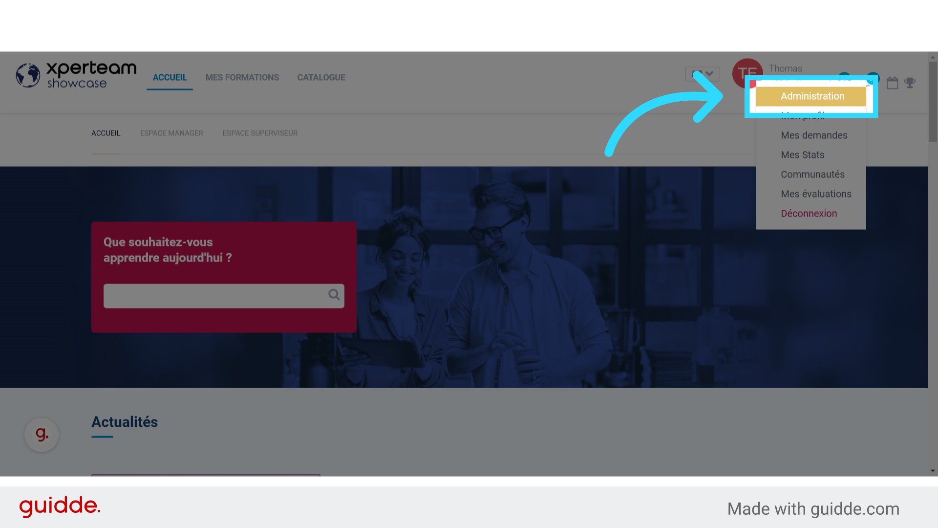 Cliquez sur 'Administration'