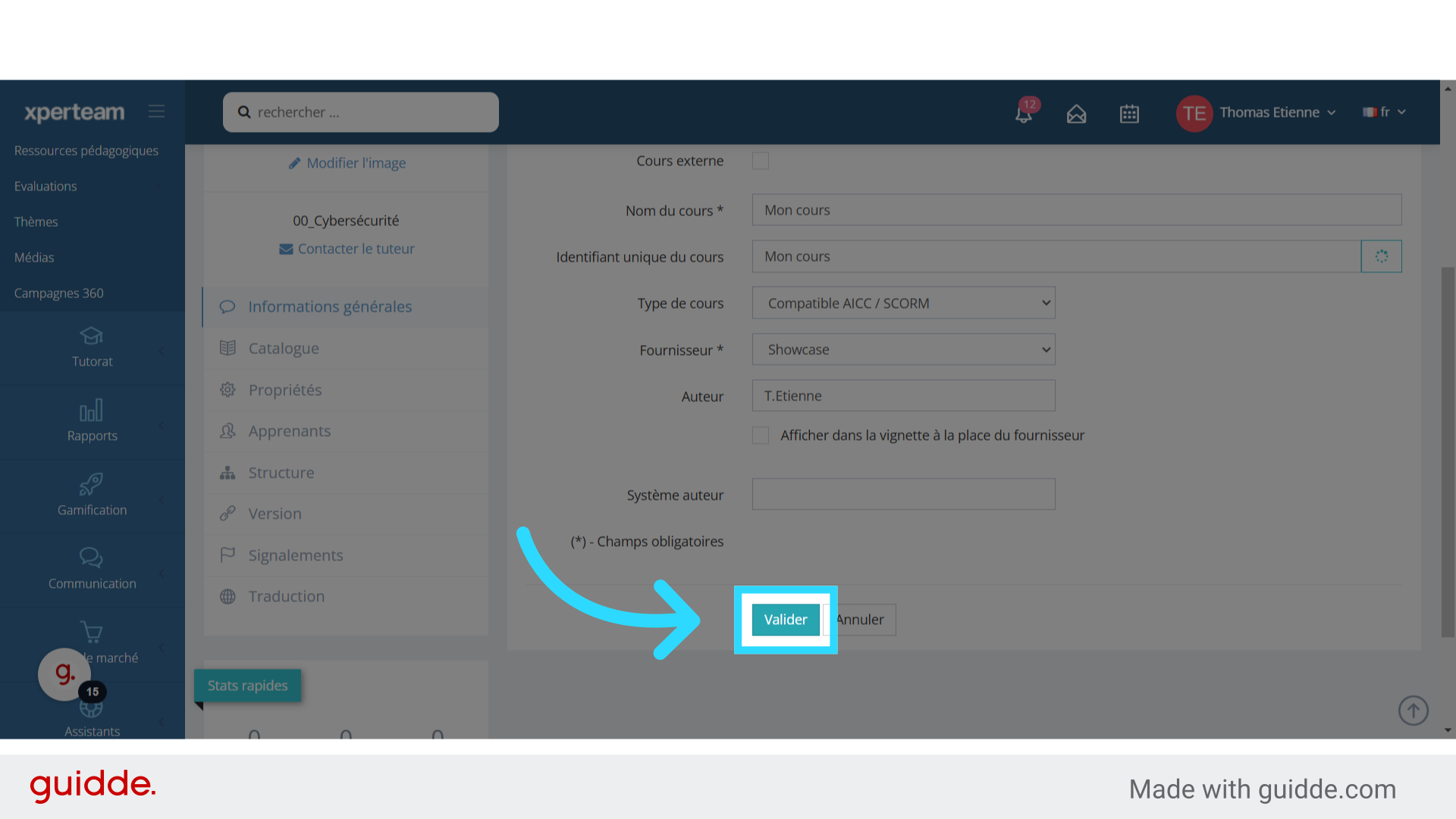 Enregistrement du cours