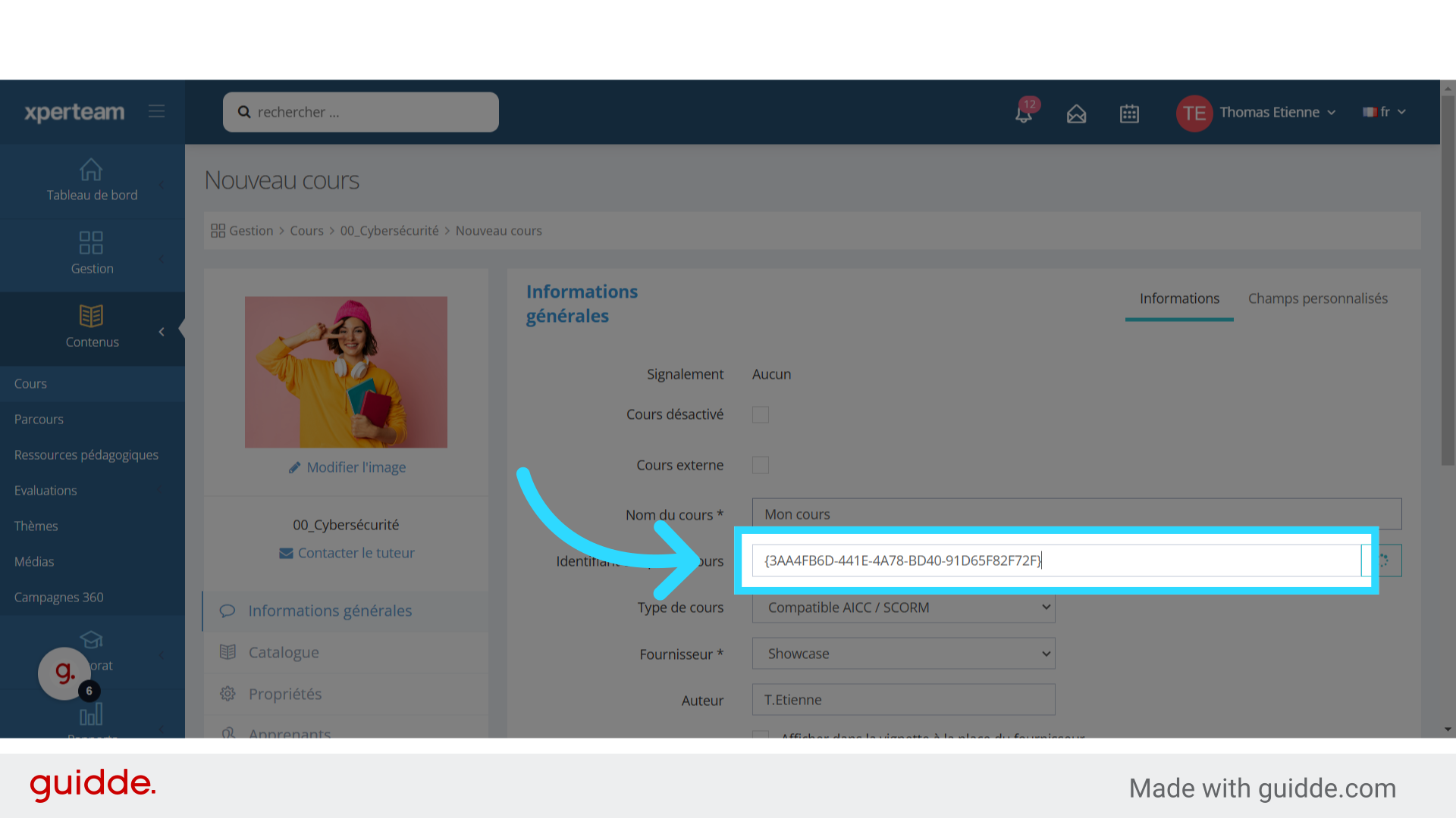 Identifiant du cours