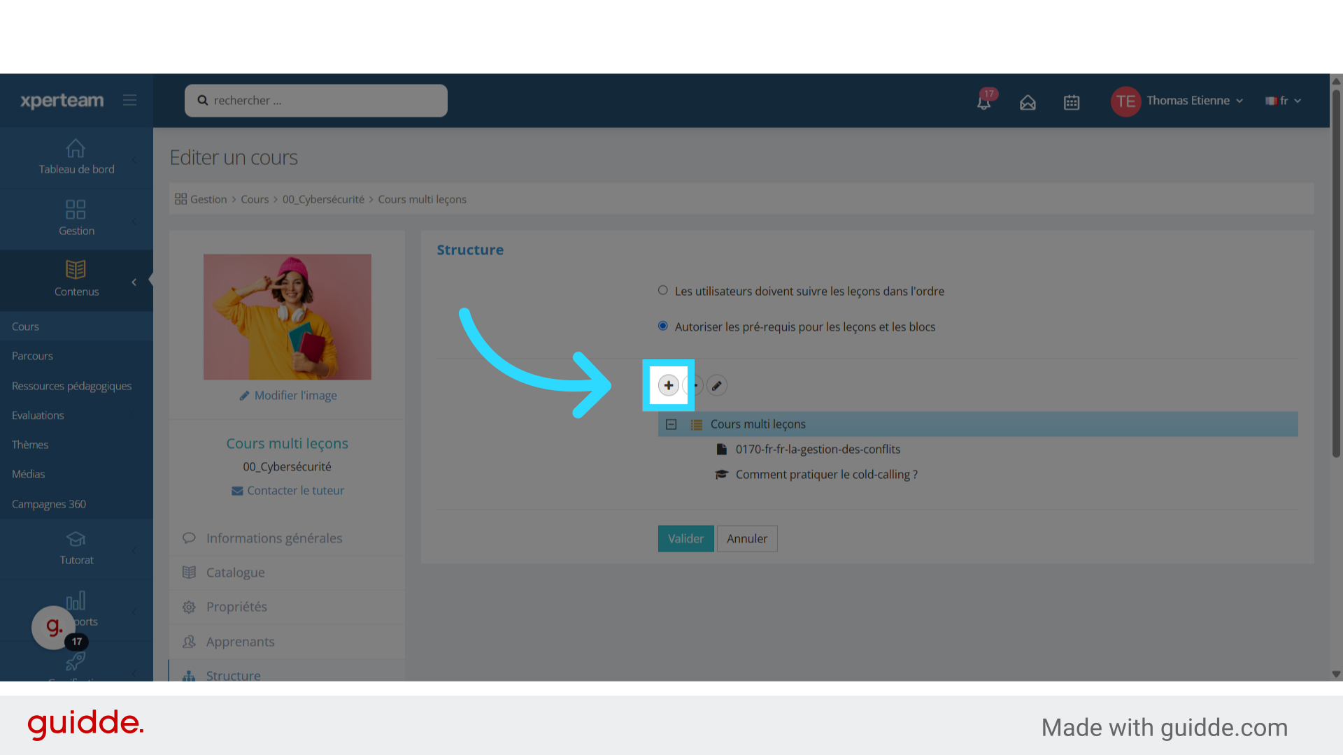 Ajout d'une leçon de type Epreuve