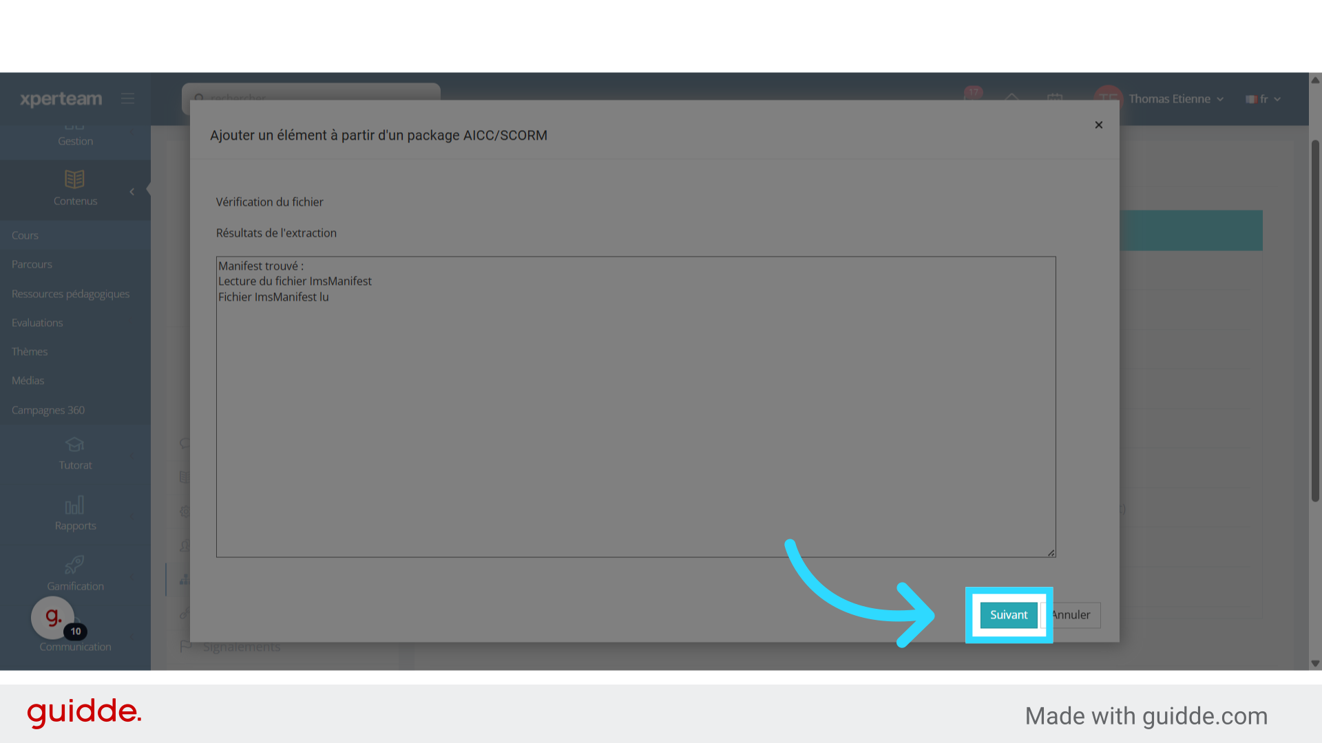 Contrôle de la conformité du SCORM