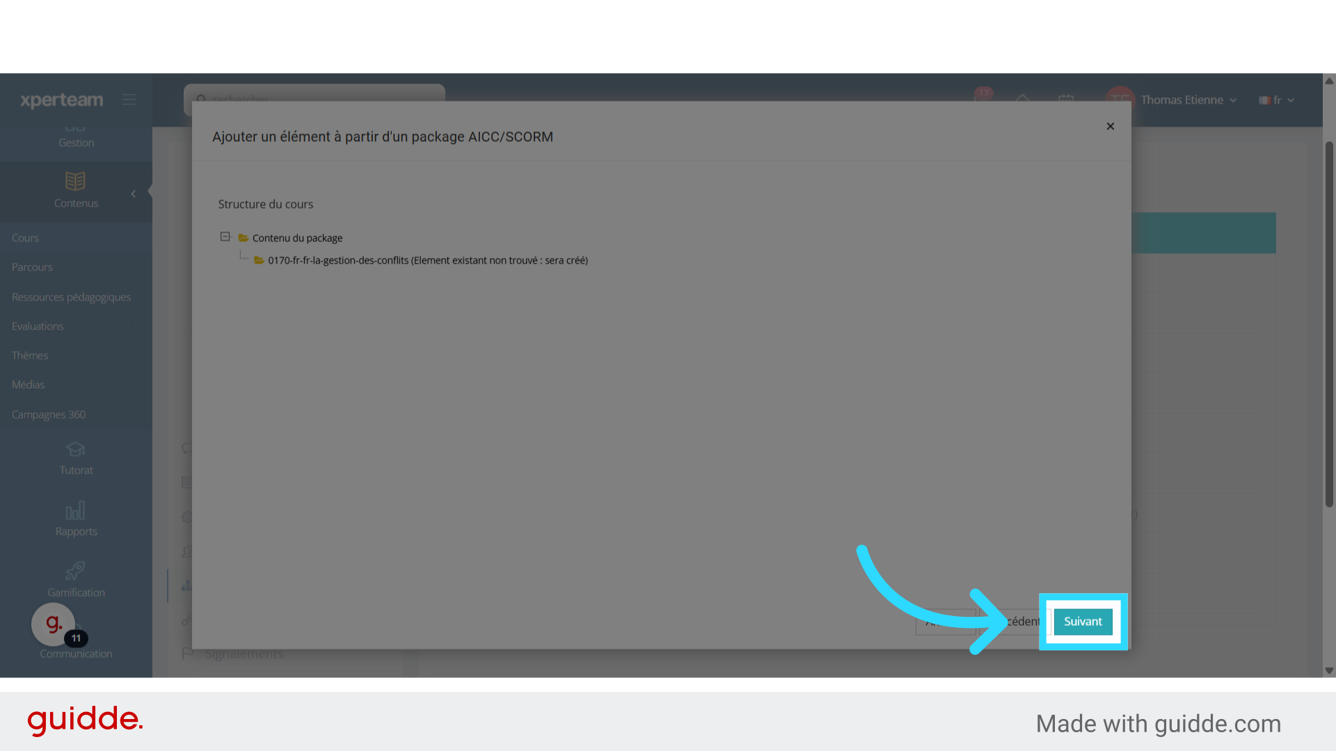 Mise à jours ou création d'une nouvelle leçon