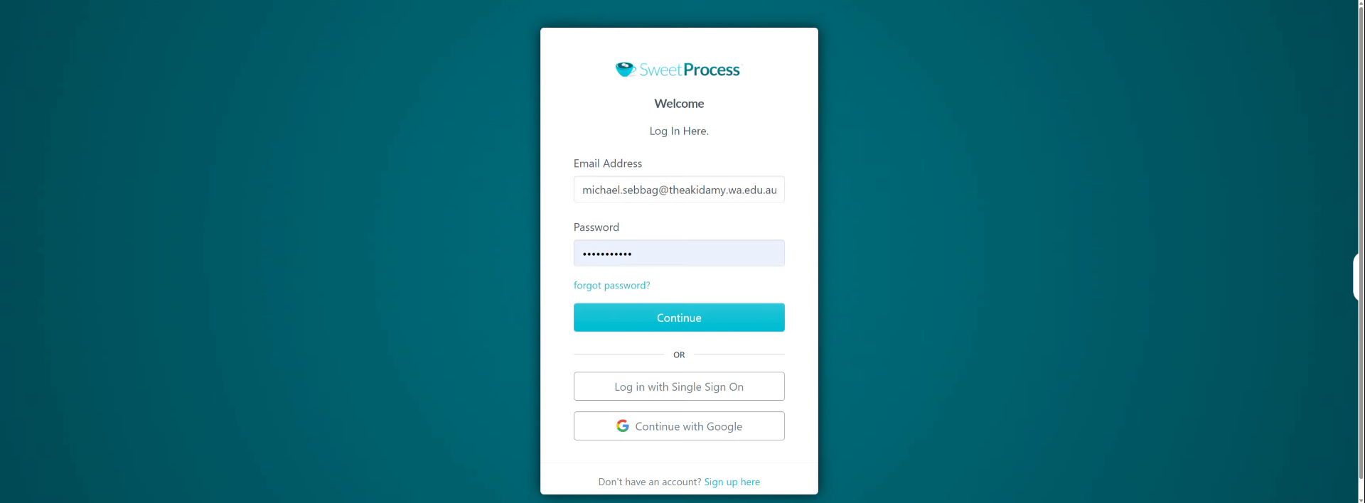 Use Single Sign-On To Access SweetProcess
