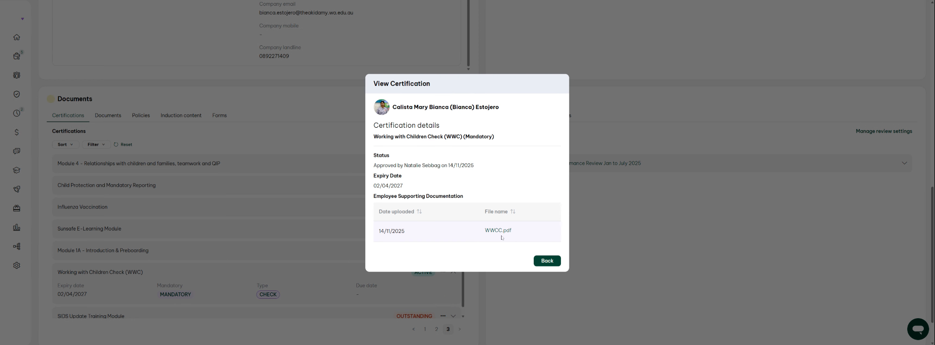 Download Certification Document