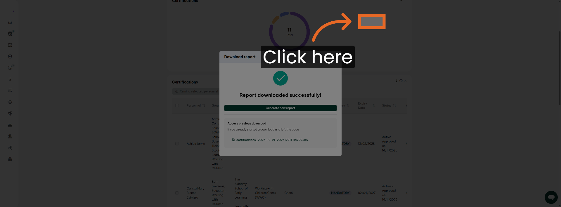 Open Detailed Report View