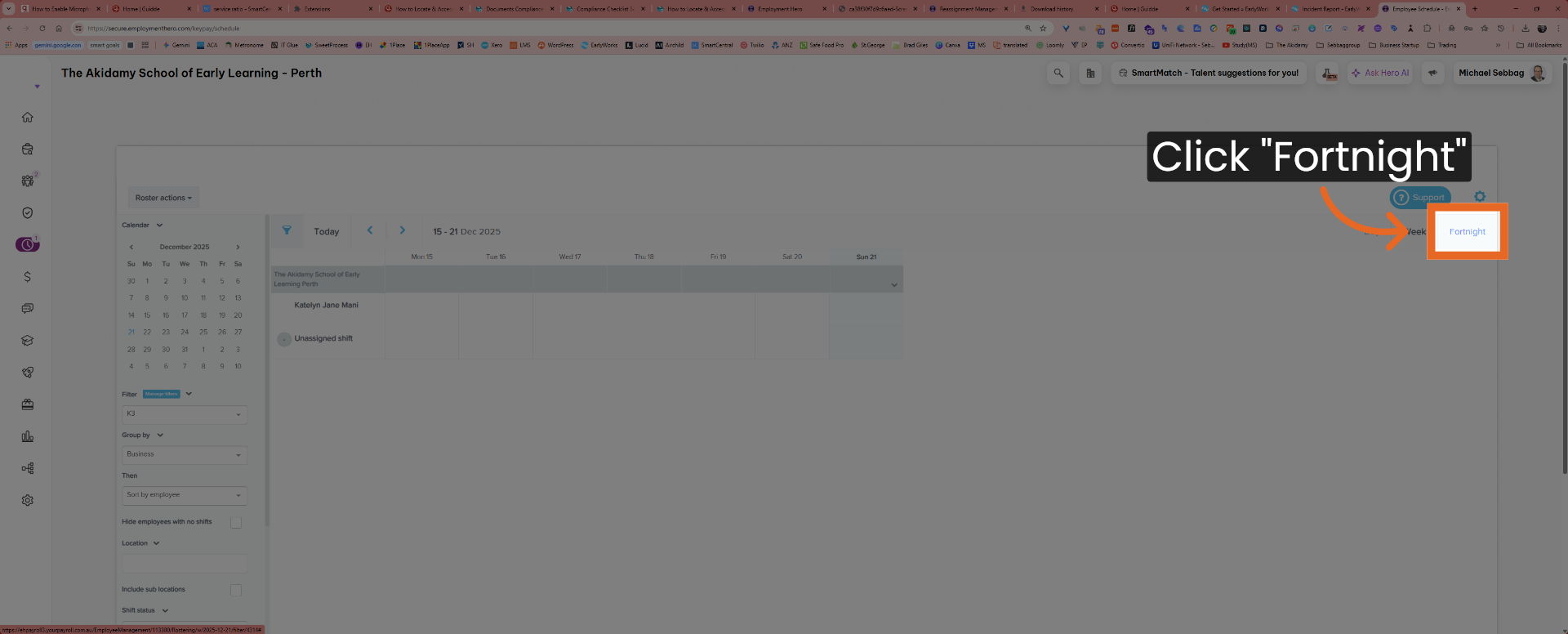 Switch to Fortnight View