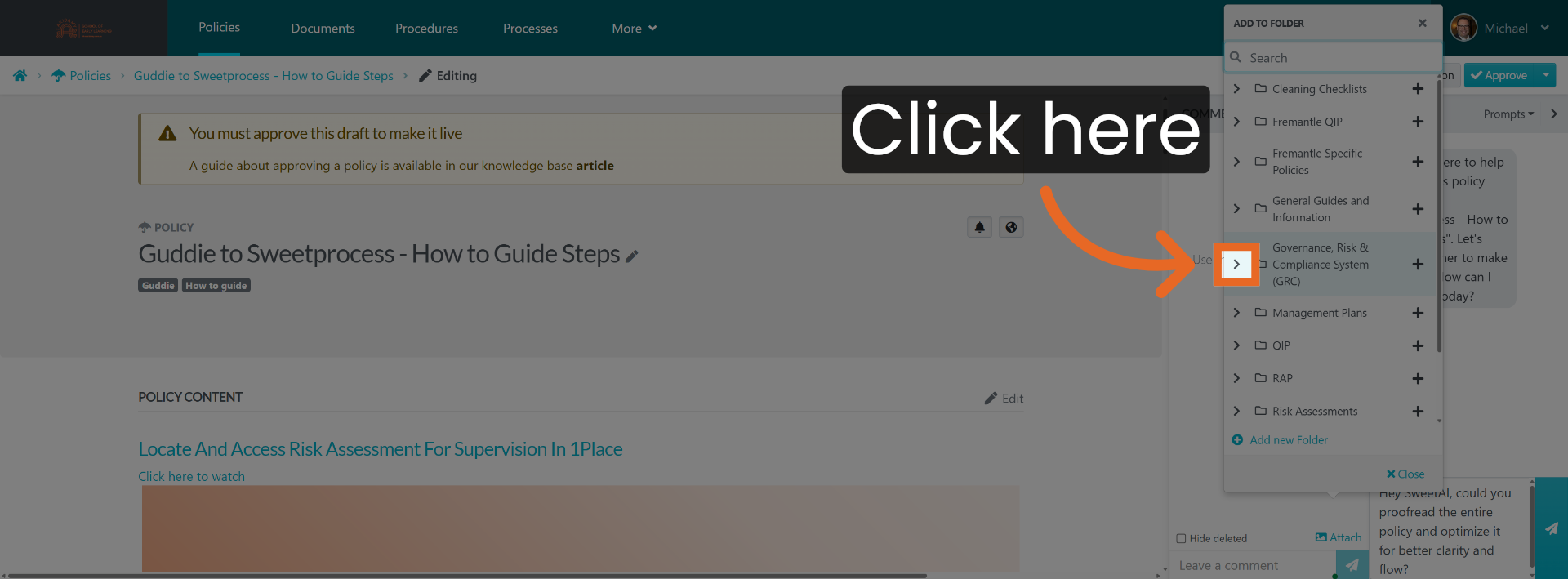 Navigate To Folders Section