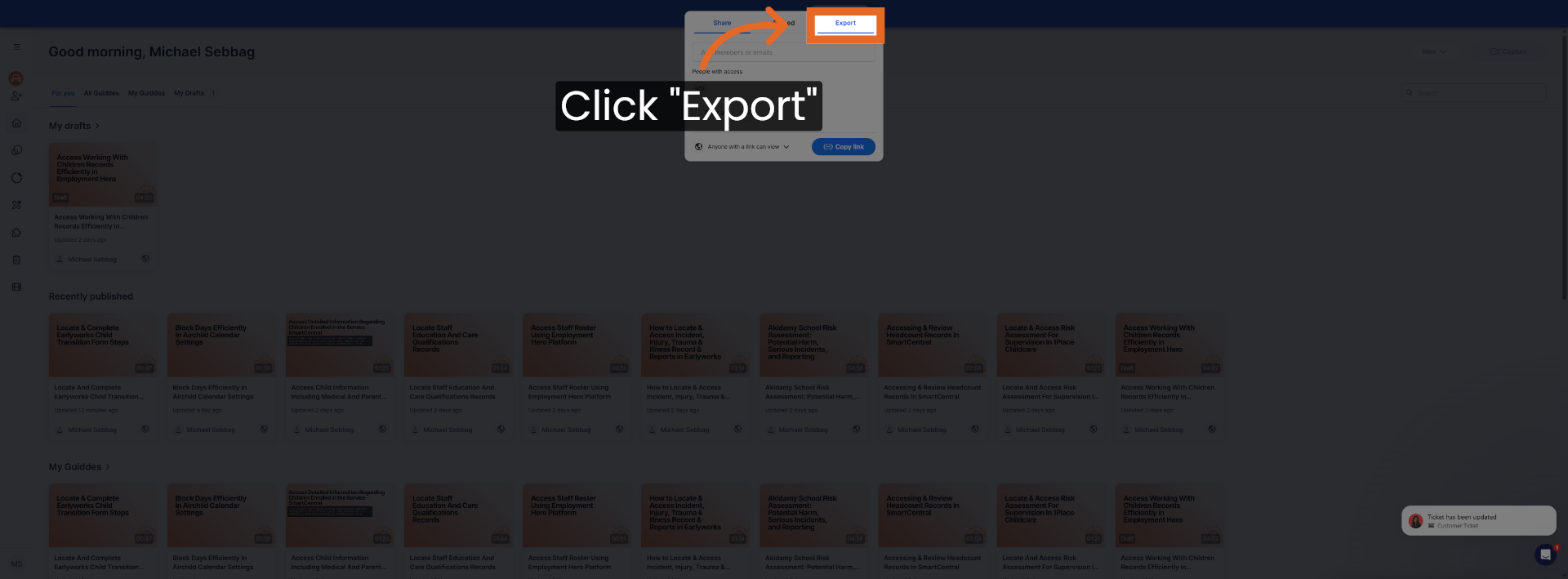 Initiate Export Process